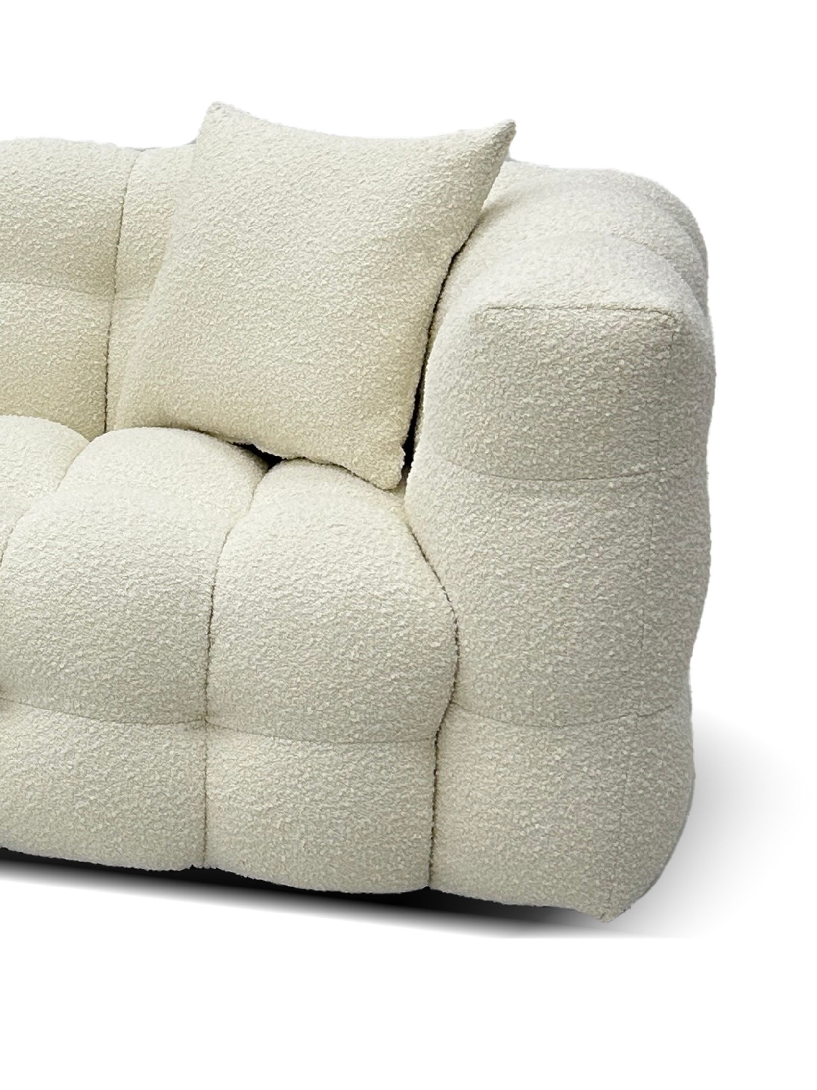 CALDO 3-Seater Grid-Tufted Teddy Sofa