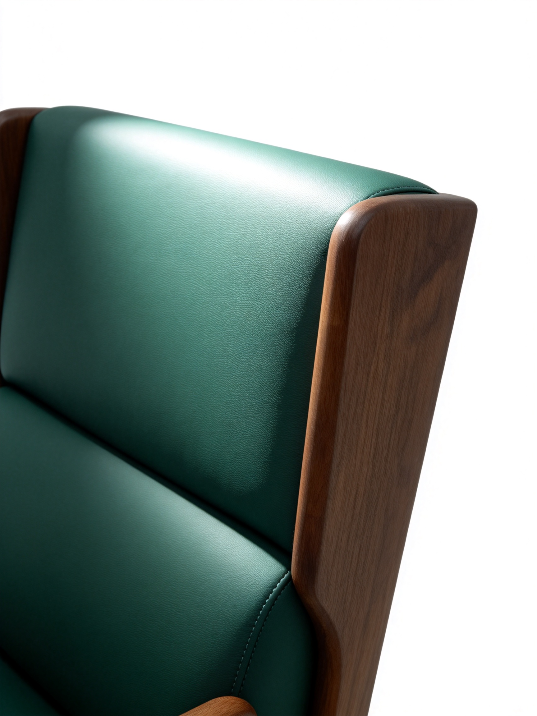 Modern High-Back Black Walnut Leather Accent Chair