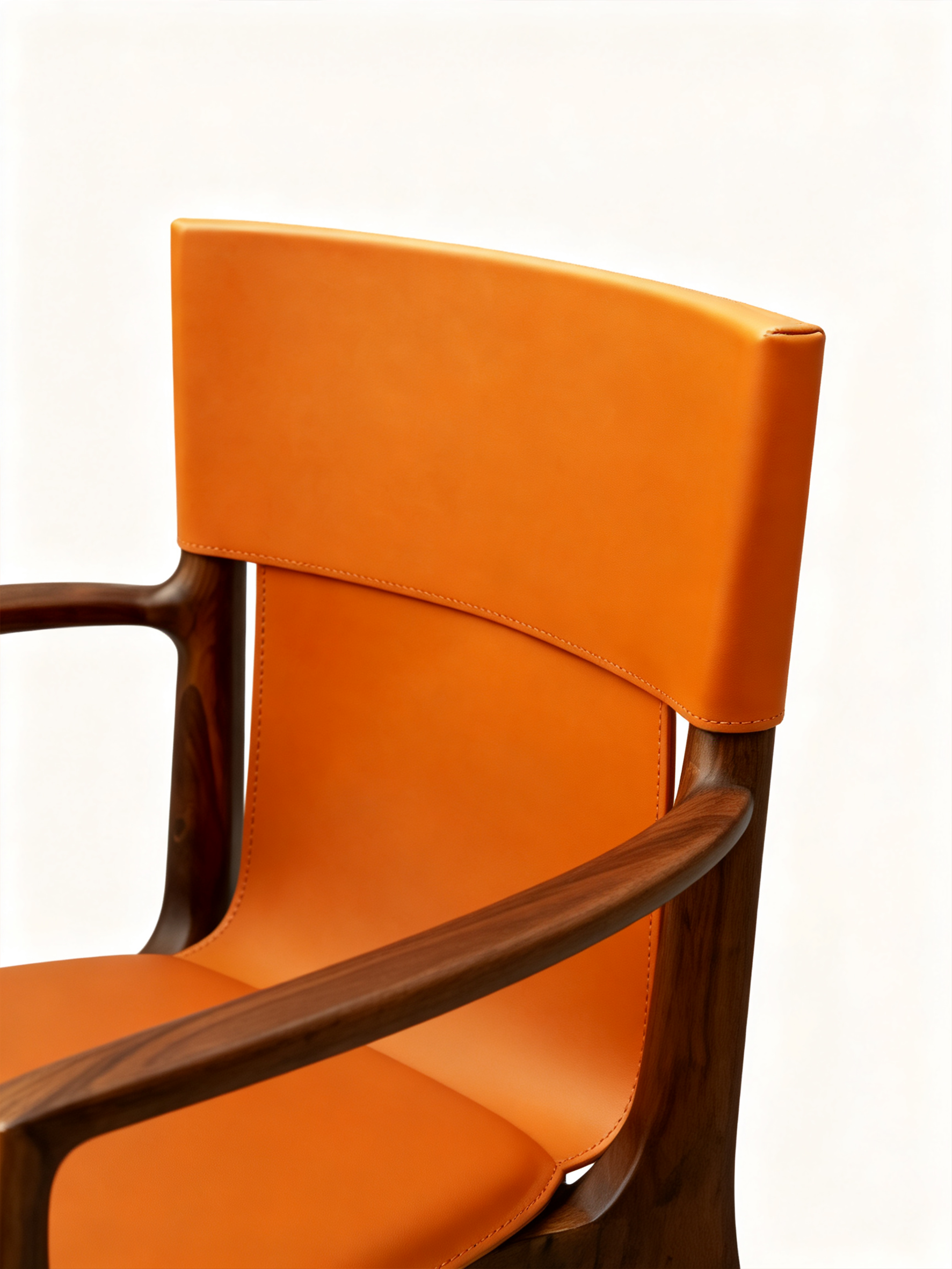 VERONA Black Walnut Saddle Leather Dining Chair with Armrests
