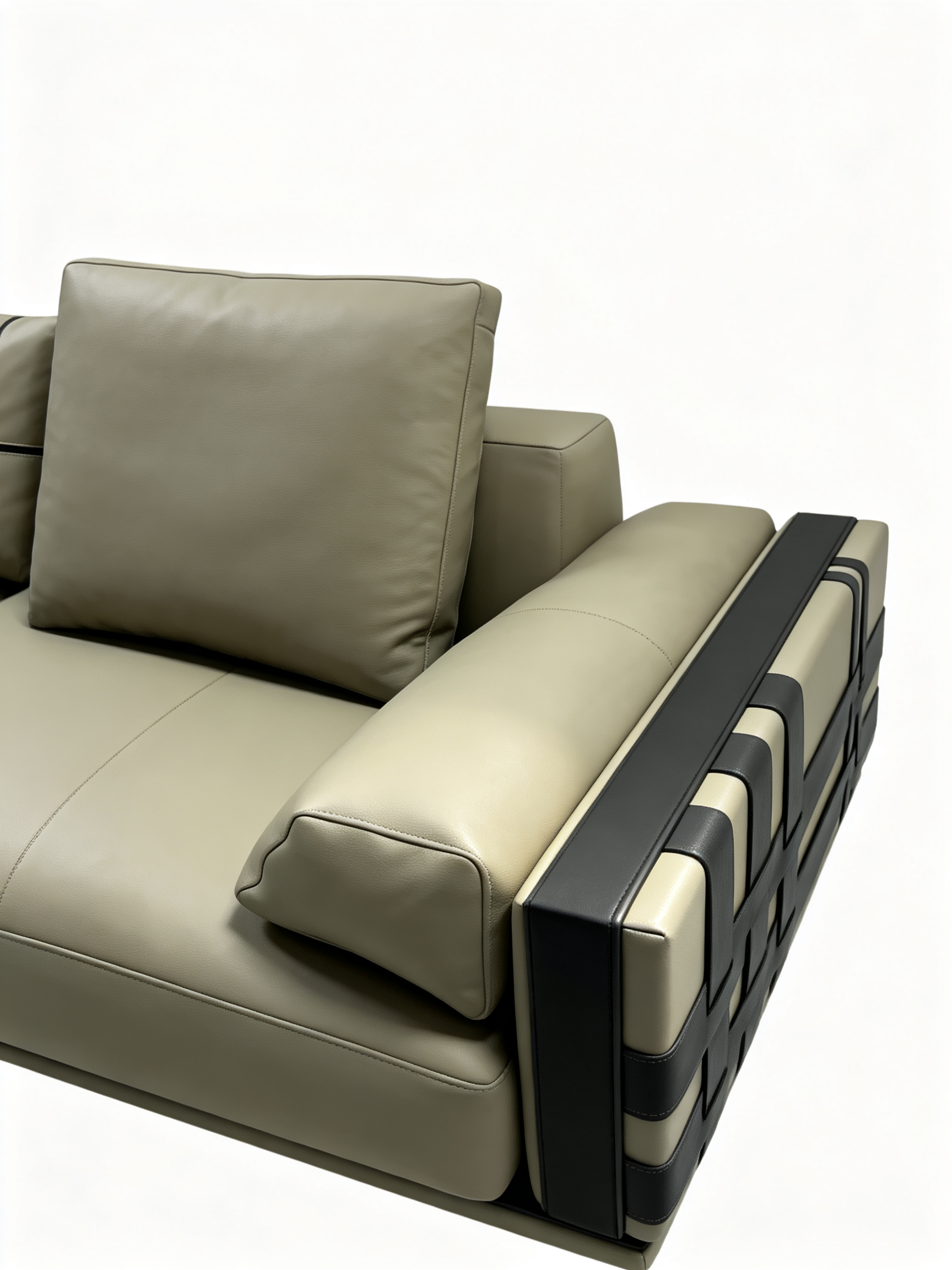 VALENZA Full-Grain Leather 4-Seater Sofa with Woven Saddle Leather Arms
