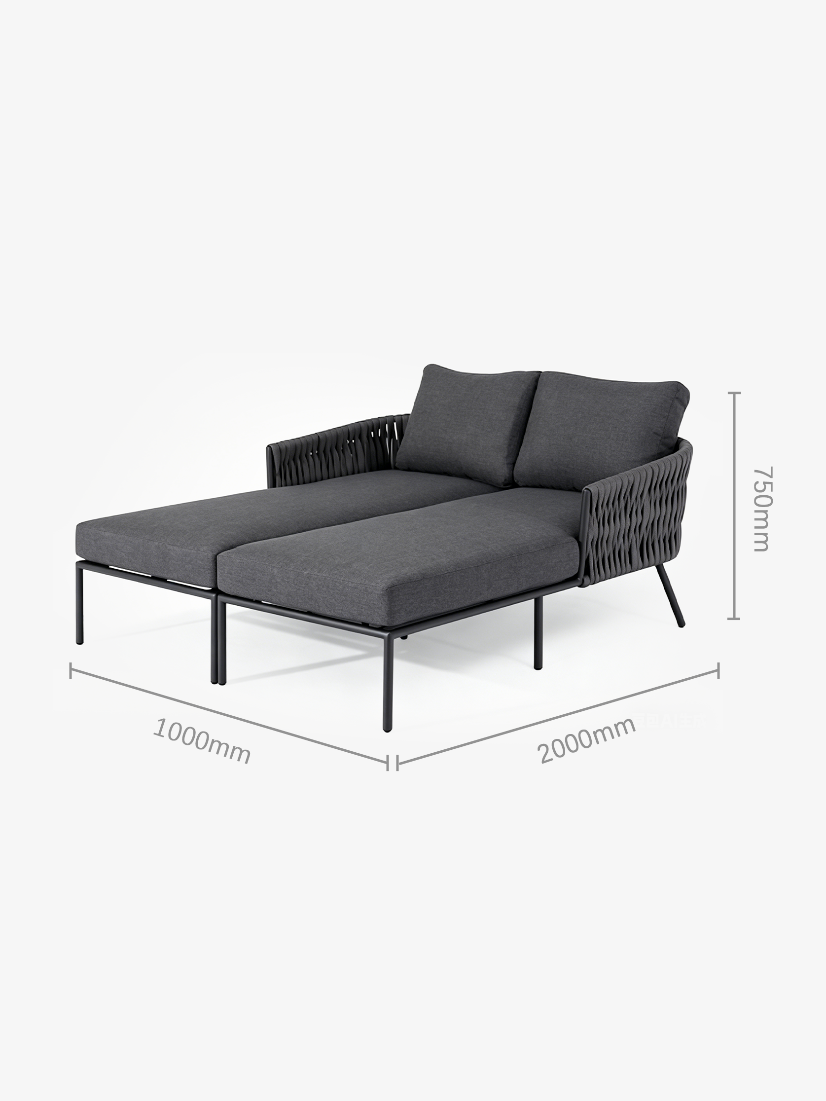 RIVA 3-Piece Modular Outdoor Chaise Lounge Set