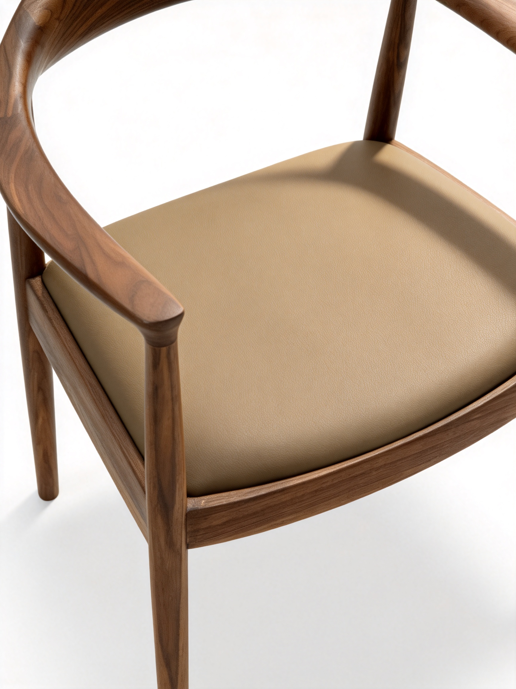 LUNA Black Walnut Vegan Leather Dining Chair with Armrests