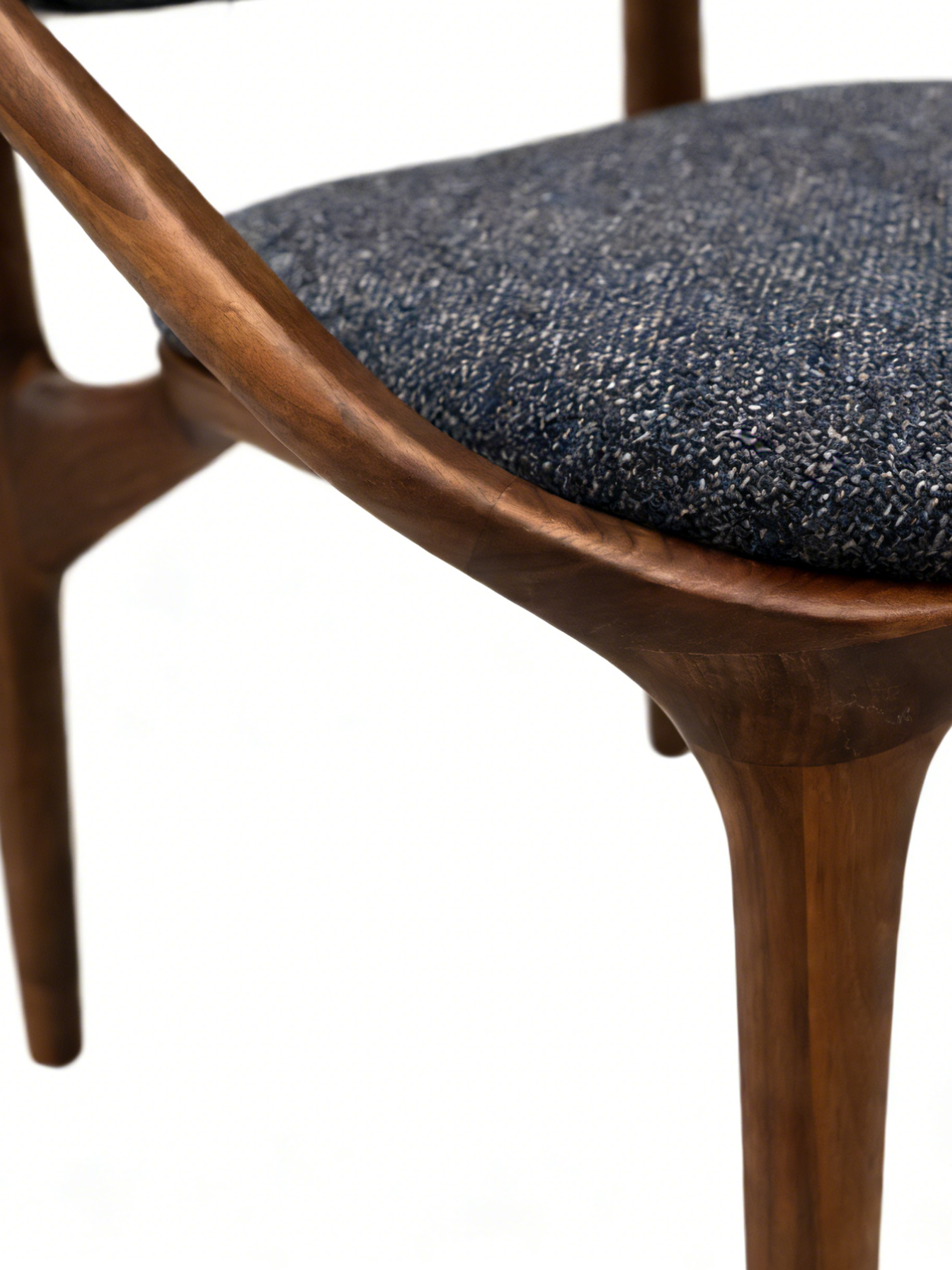 RONDA Black Walnut Fabric Dining Chair with Armrests