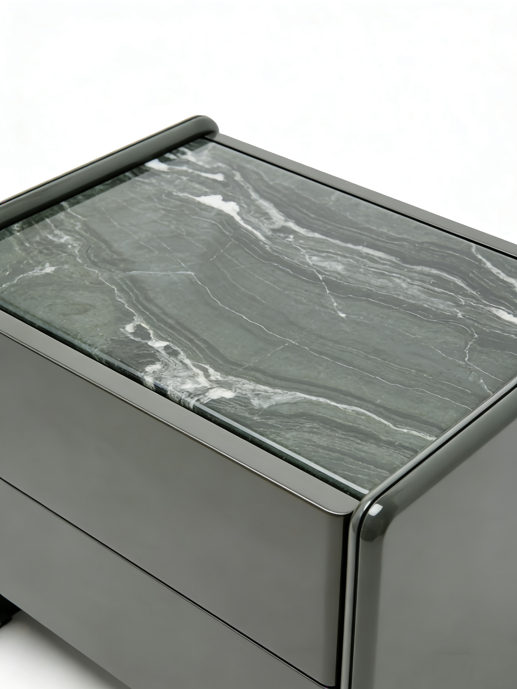 TERRA Lacquered Bedside Table with Quartz Top