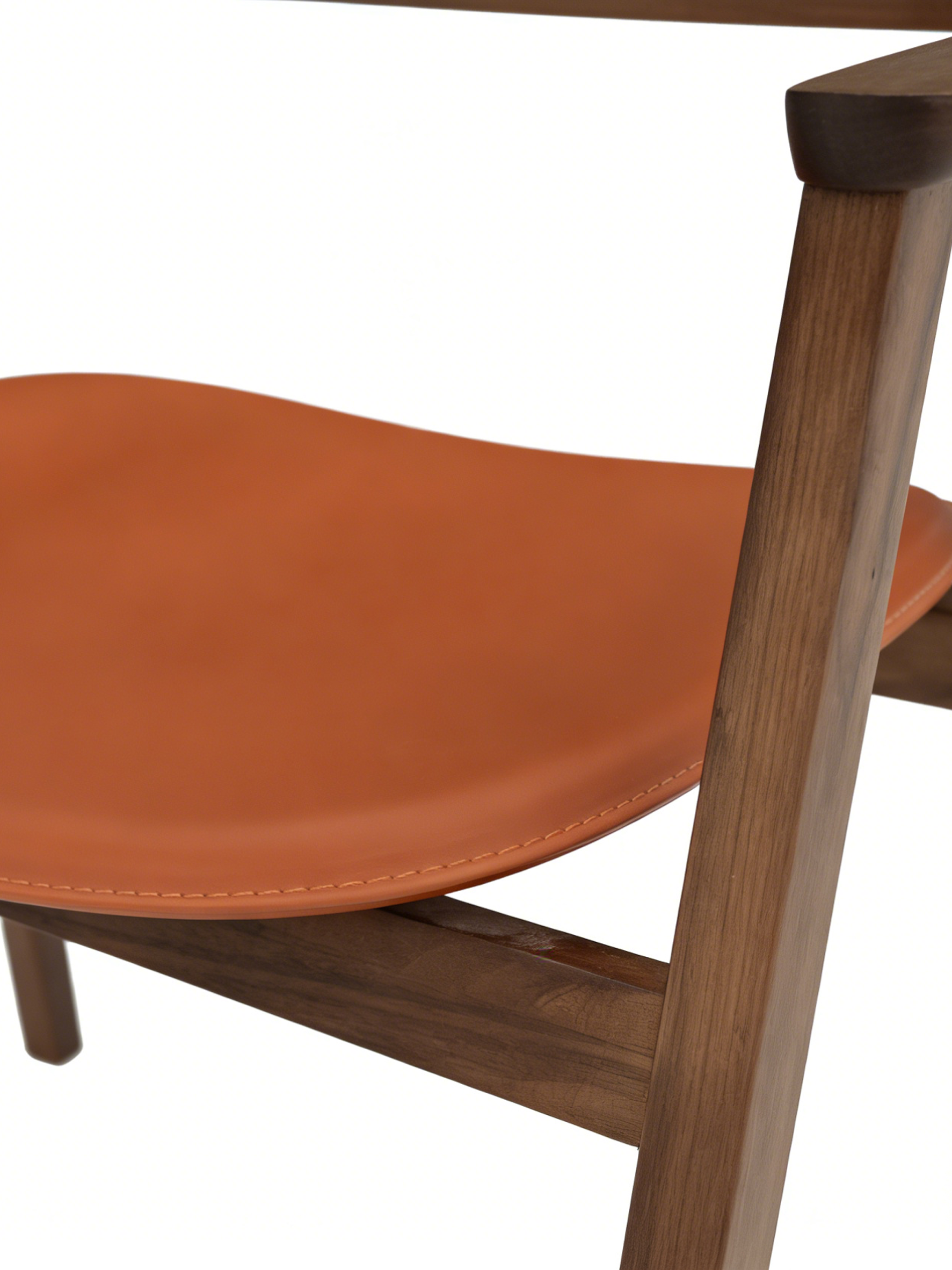 ORLA Walnut Saddle Leather Dining Chair with Armrests