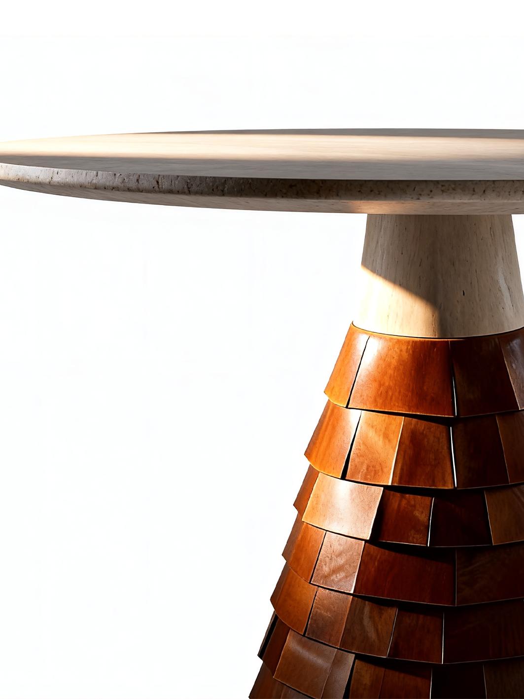 Selene Marble & Saddle Leather Round Dining Table