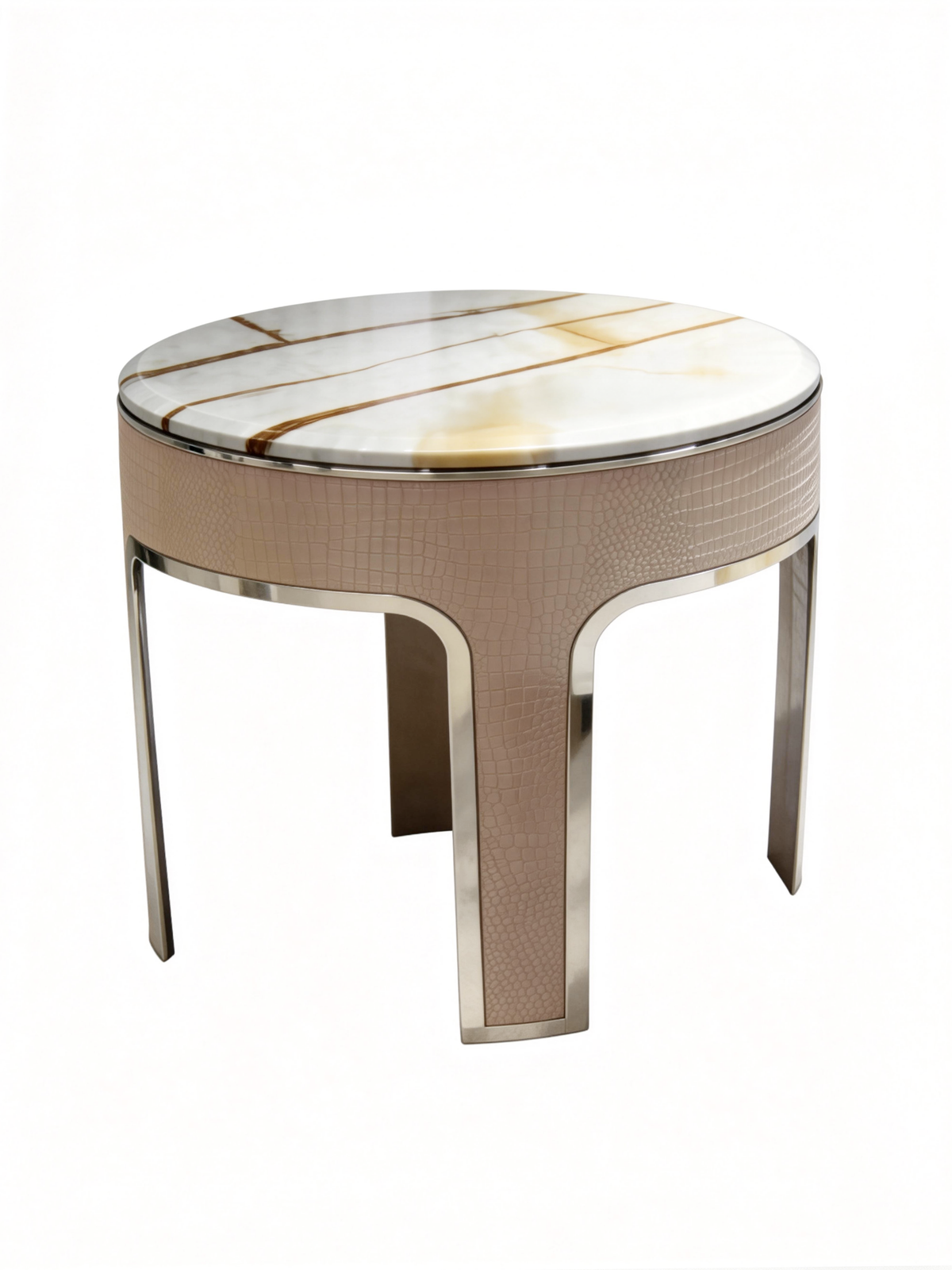 Veil Marble Coffee Table Set of 2 with Saddle Leather Base