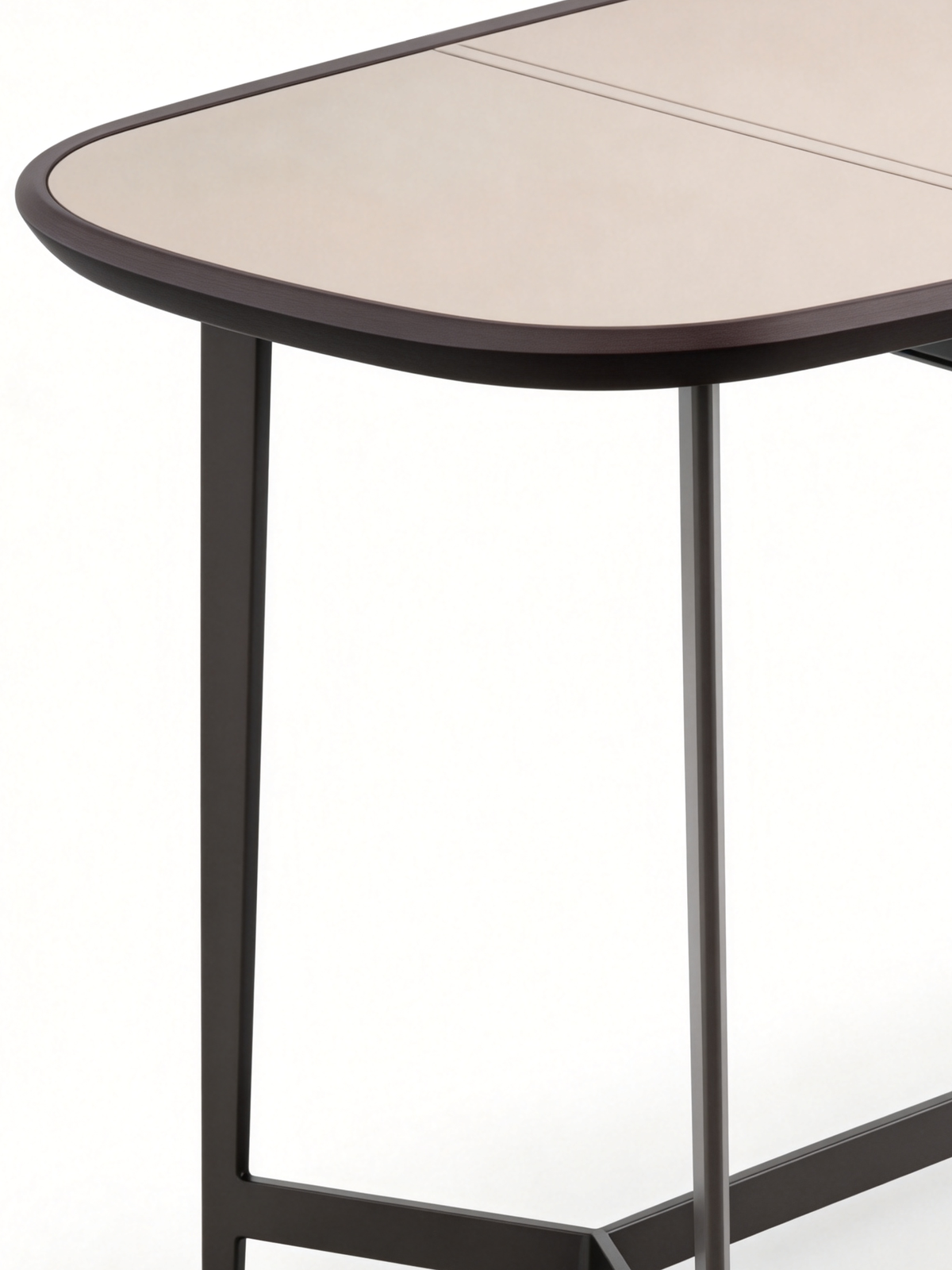 LINEA Faux Leather Desk with Smoked Wood Veneer