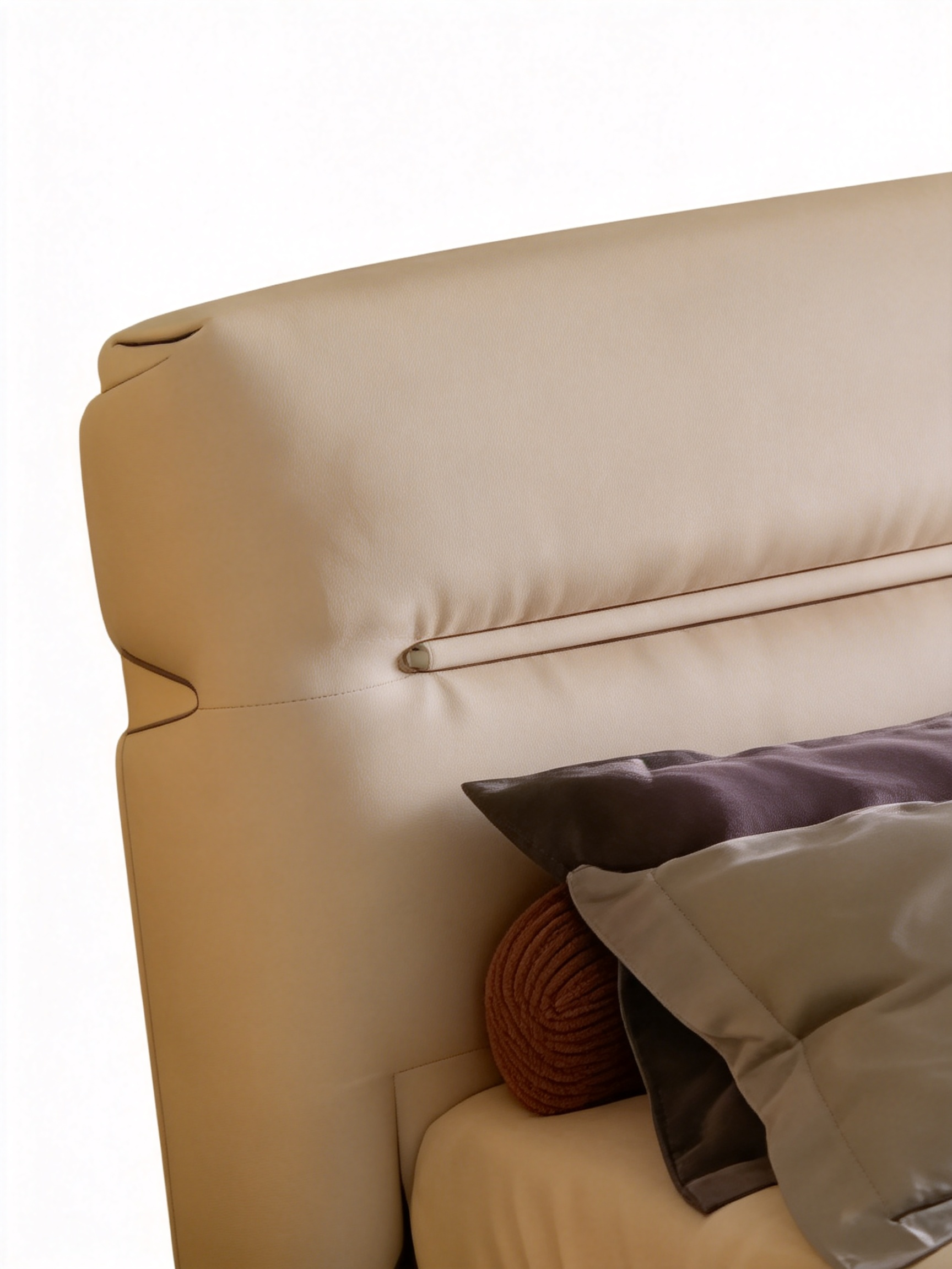 Soffio Luxury Genuine Leather & Solid Wood Bed