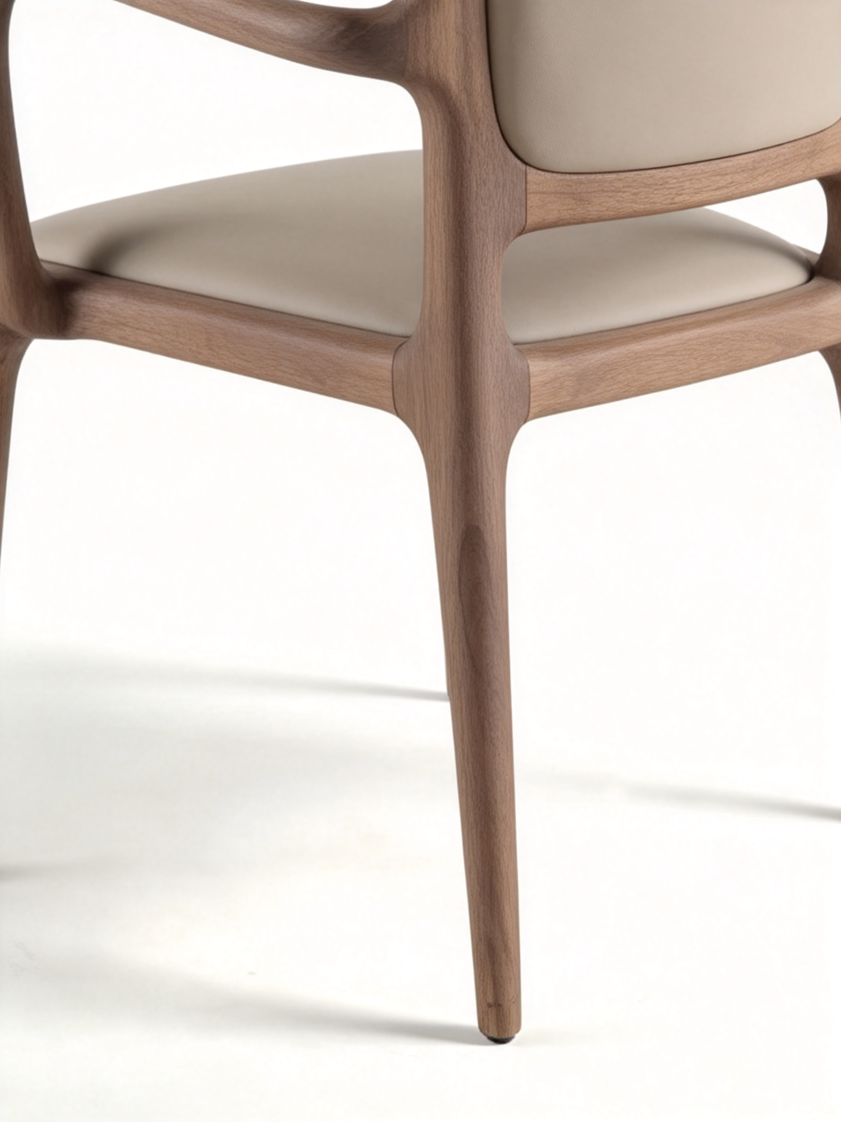 STELLA Black Walnut Genuine Leather Dining Chair with Armrests