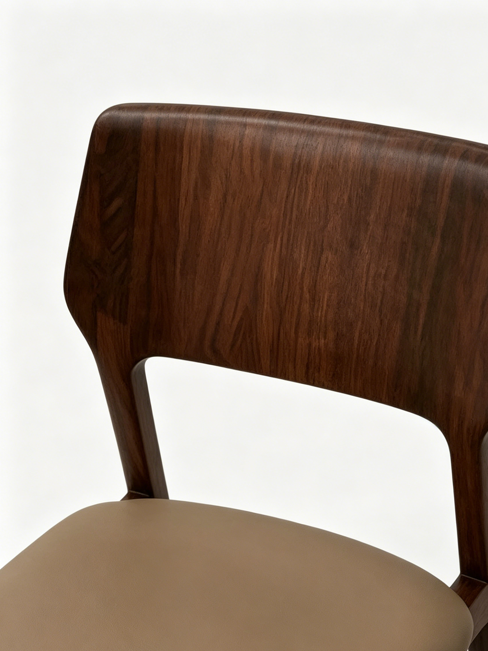 LORO Solid Black Walnut Leather Dining Chair