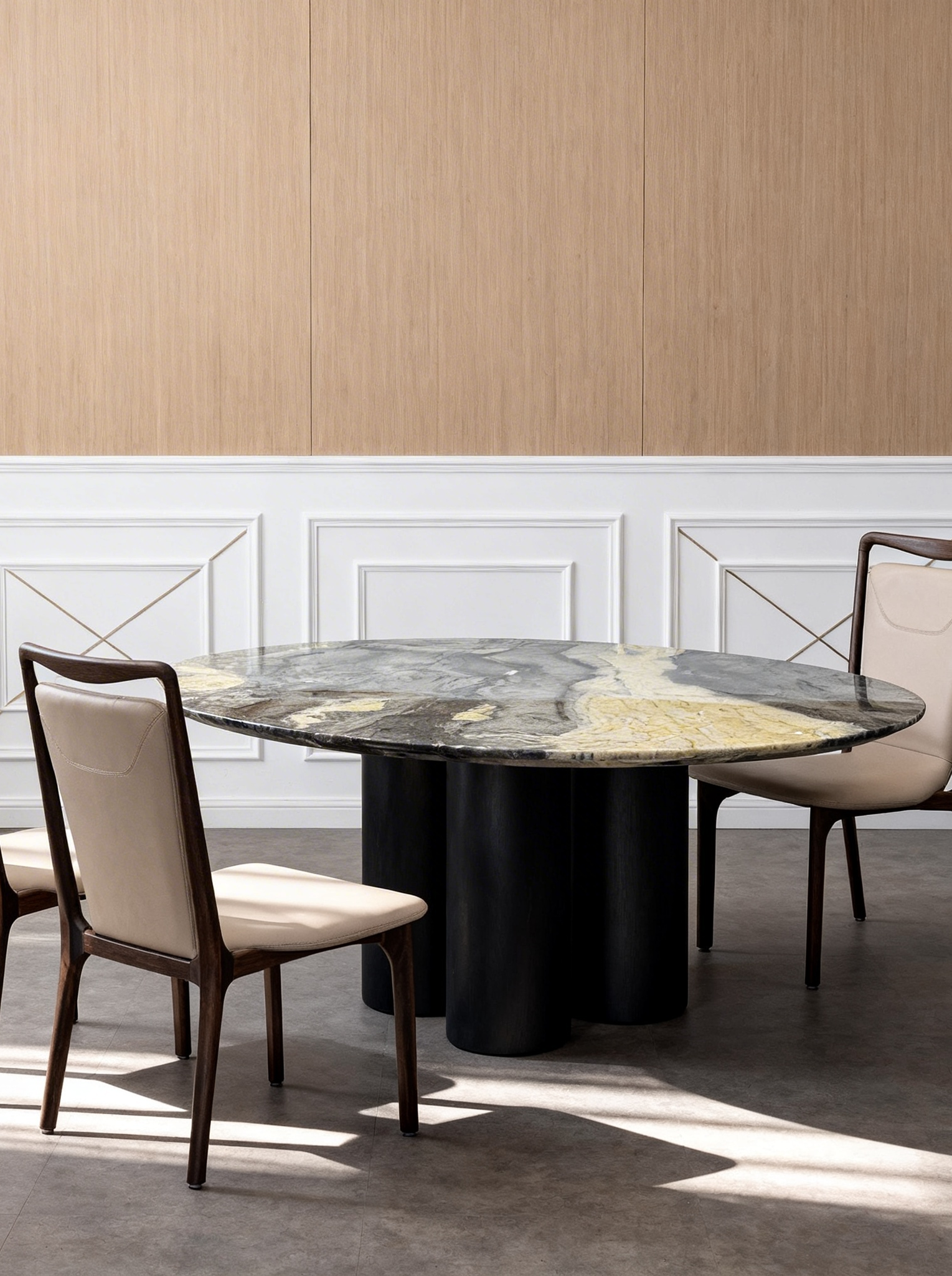 Luca Grey Vein Marble Round Dining Table