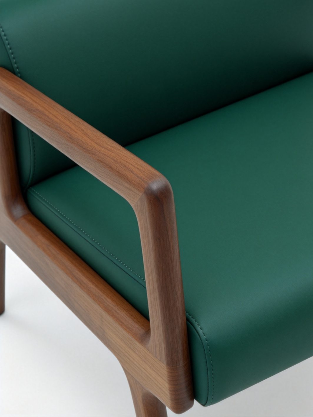 Modern High-Back Black Walnut Leather Accent Chair