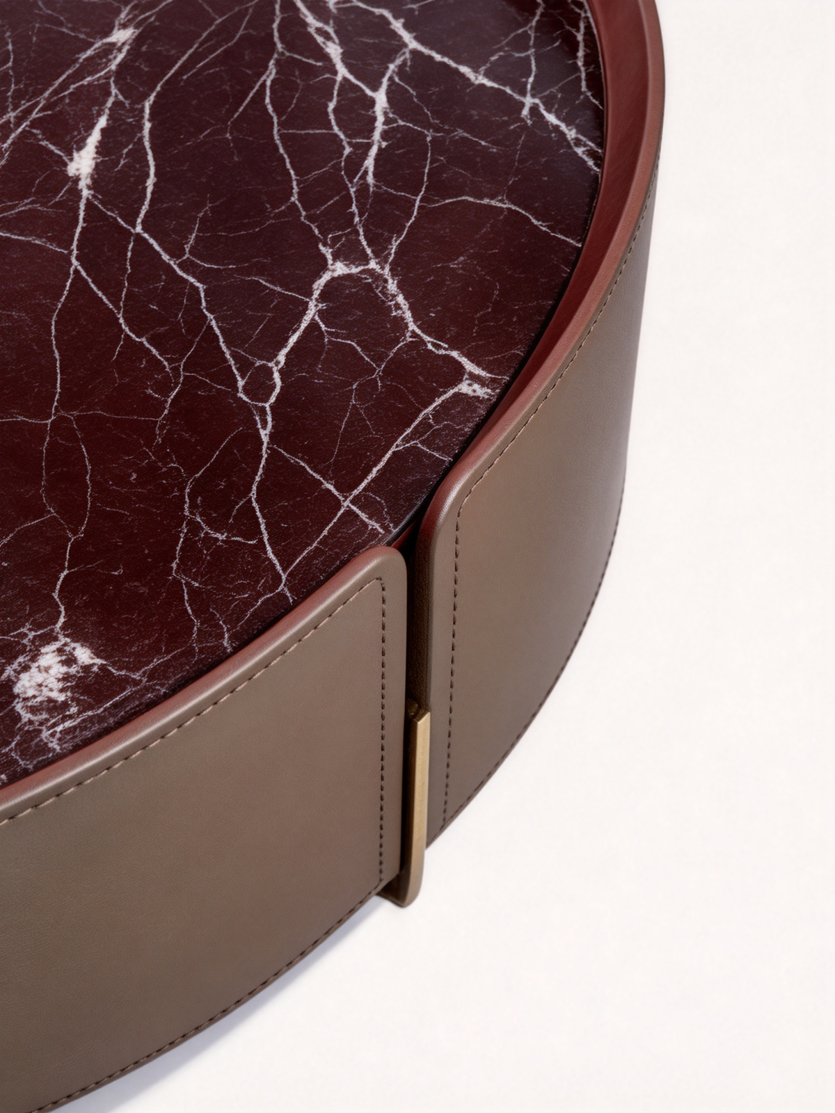 VIOLA Marble & Saddle Leather Round Coffee Table