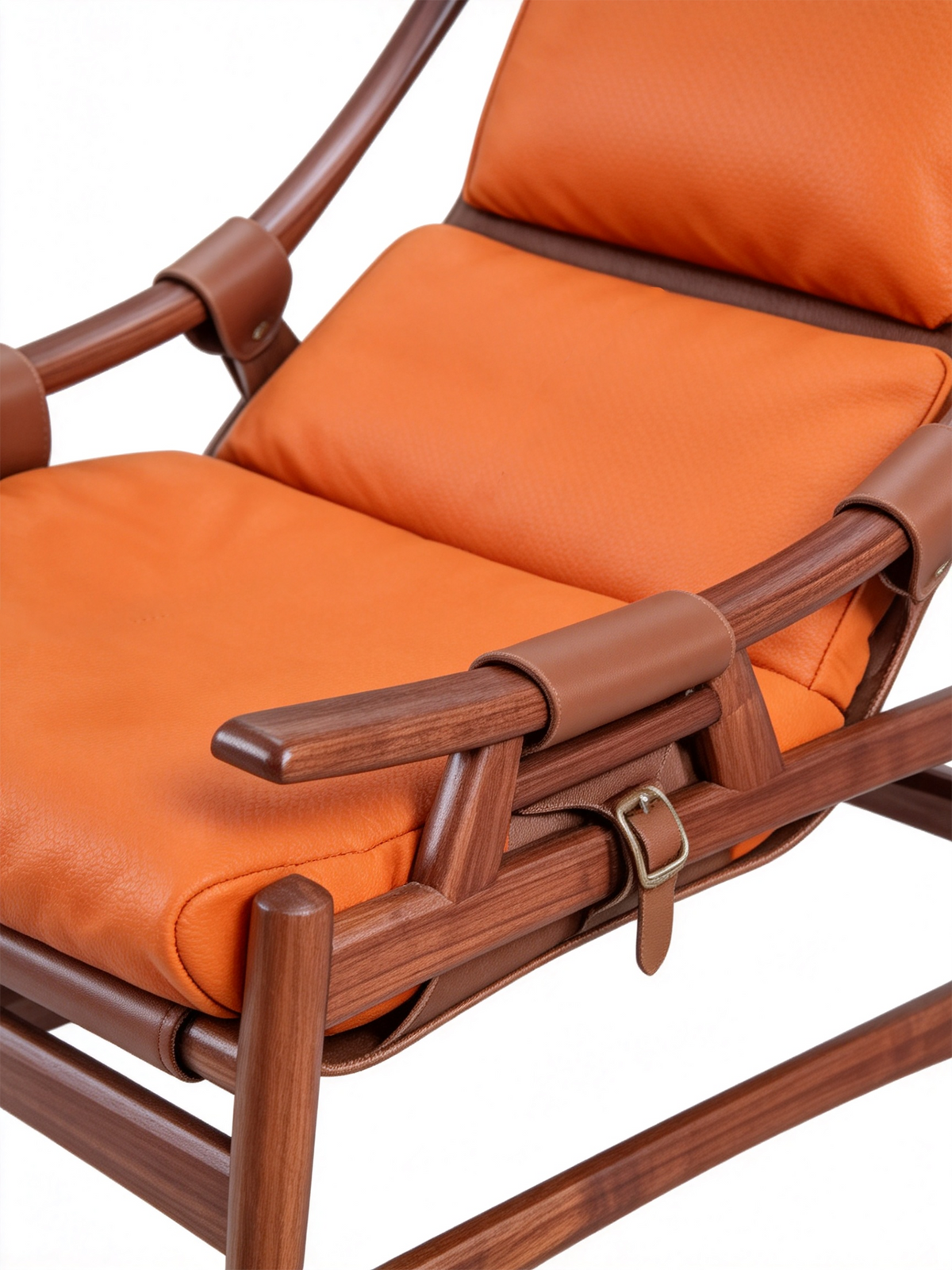 KING Solid Black Walnut & Leather Lounge Chair with Ottoman