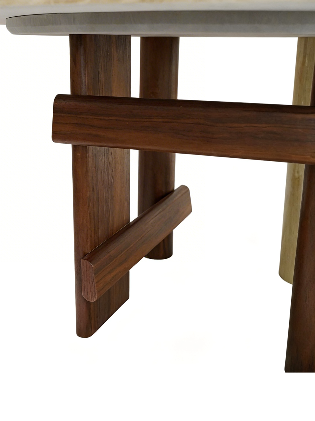 FORMA White Marble & Walnut Ash Wood Round Dining Table
