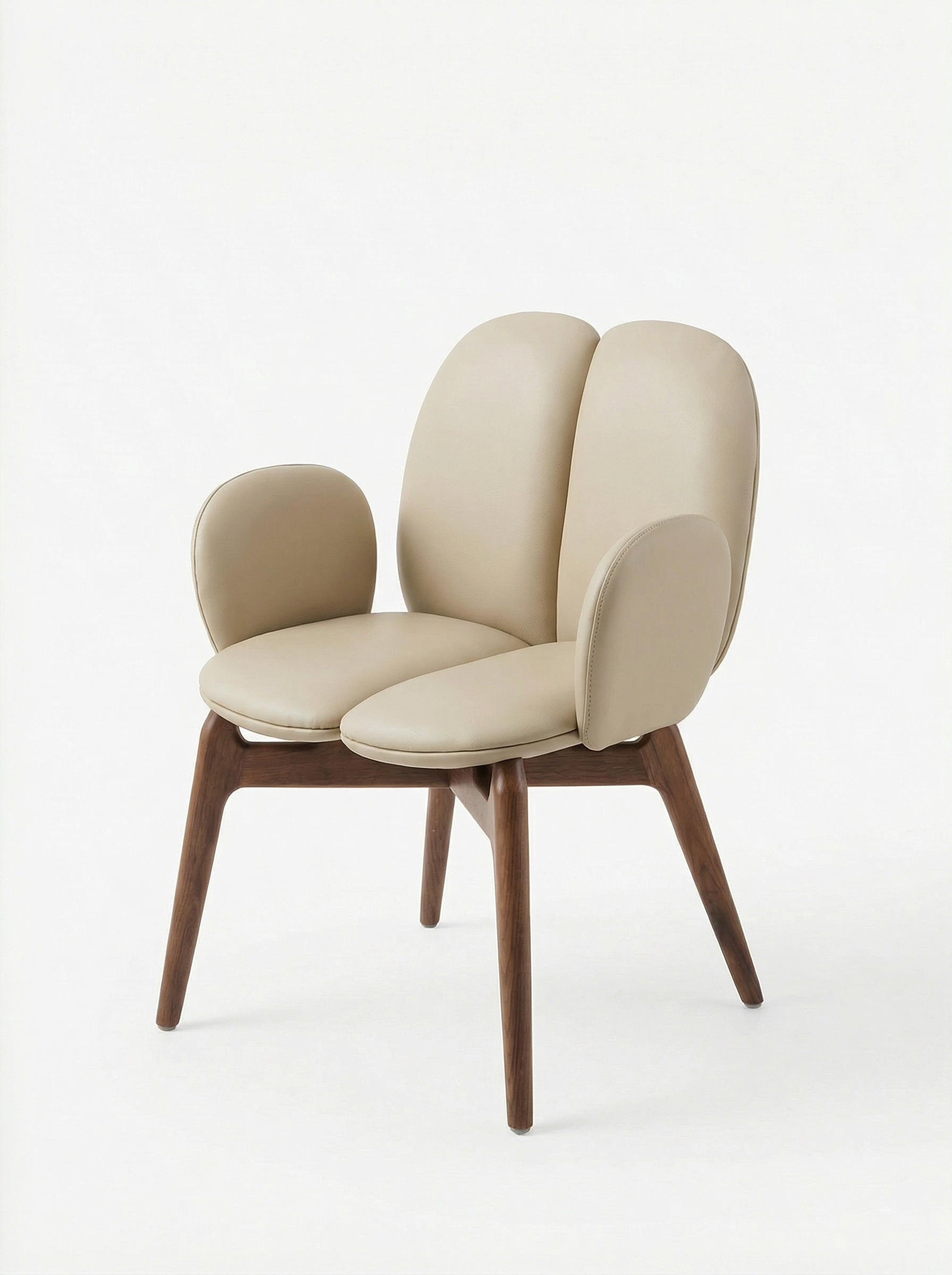 NOCE Designer Walnut Vegan Leather Dining Chair with Armrests