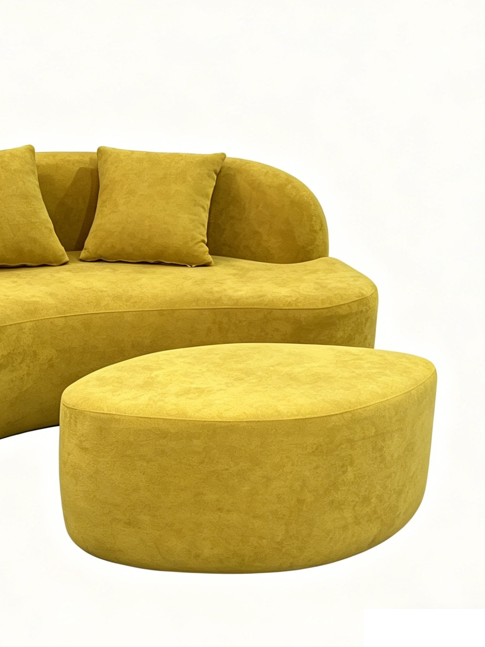 Luna Italian Contemporary Velvet Curved 2-seater and Ottoman Set