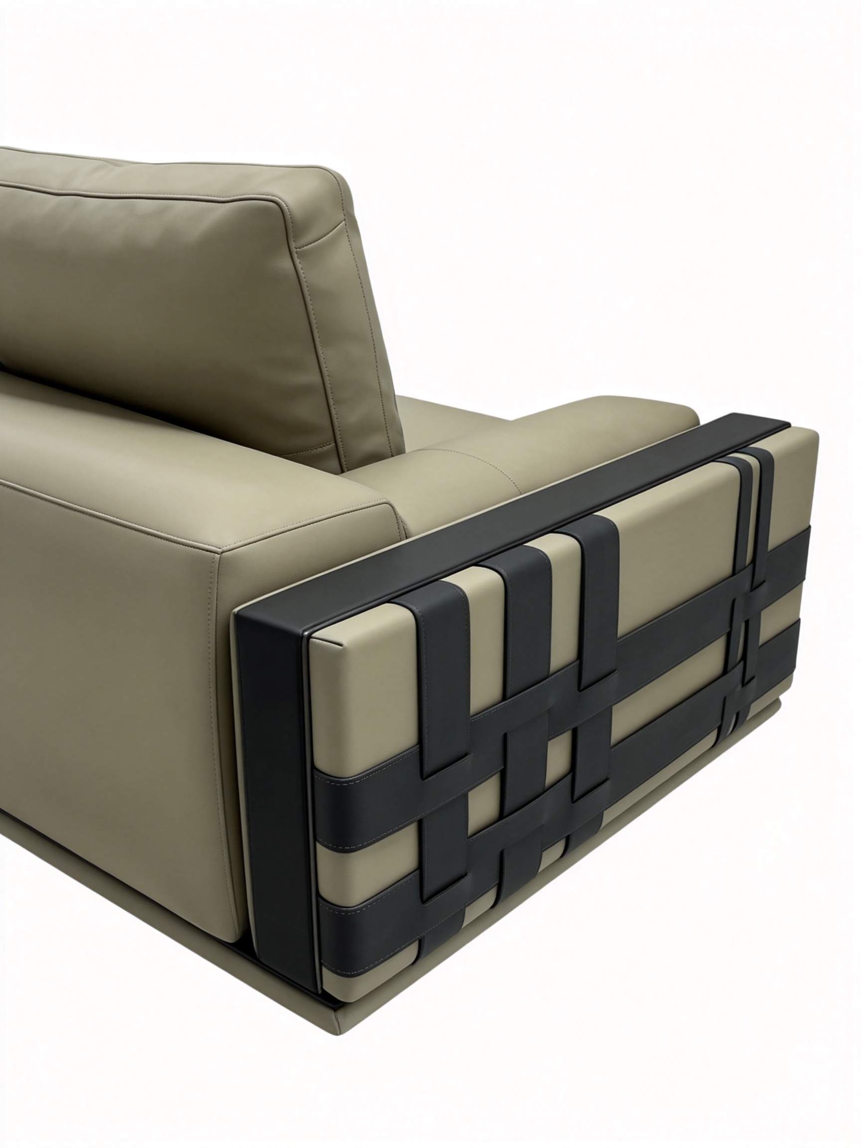 VALENZA Full-Grain Leather 4-Seater Sofa with Woven Saddle Leather Arms