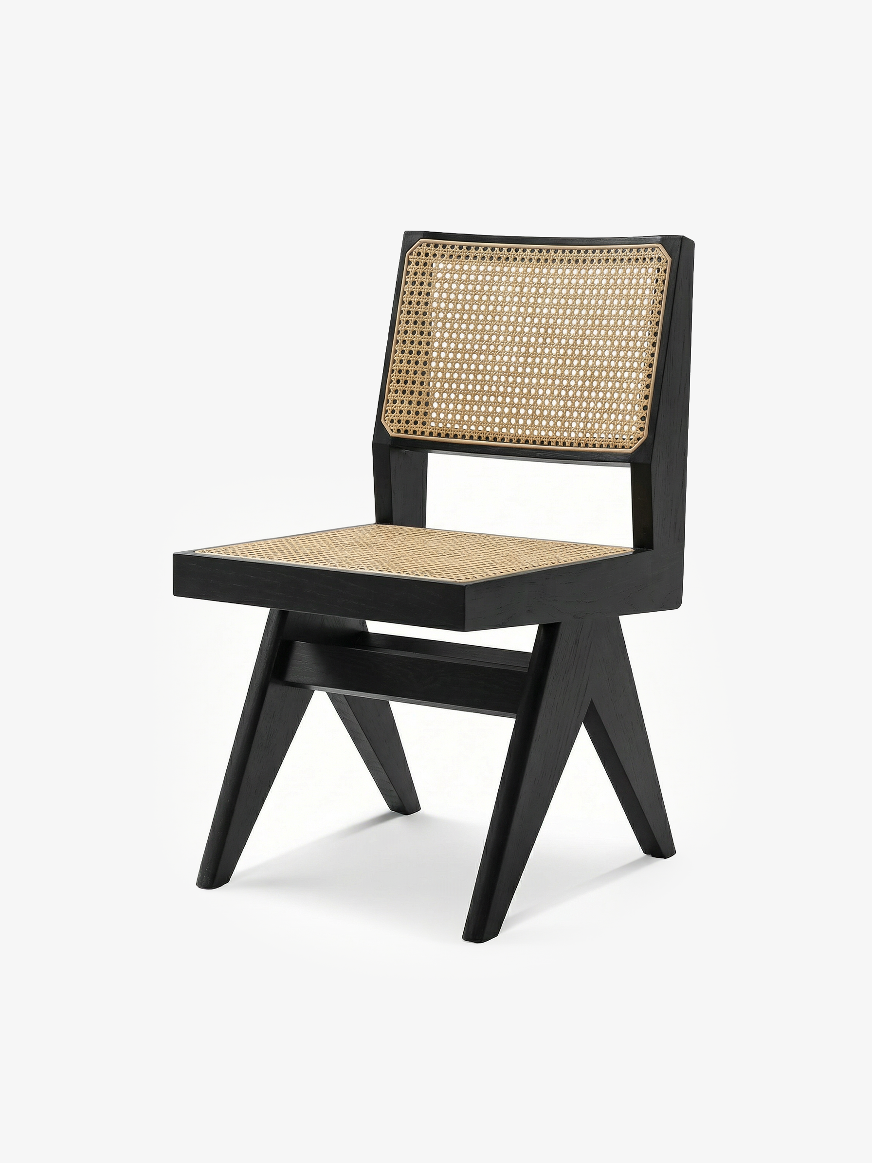 SERATA Black Ash Wood & Rattan Dining Chair