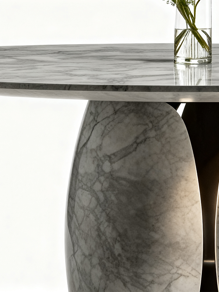 CELIA Picasso Marble Round Dining Table
