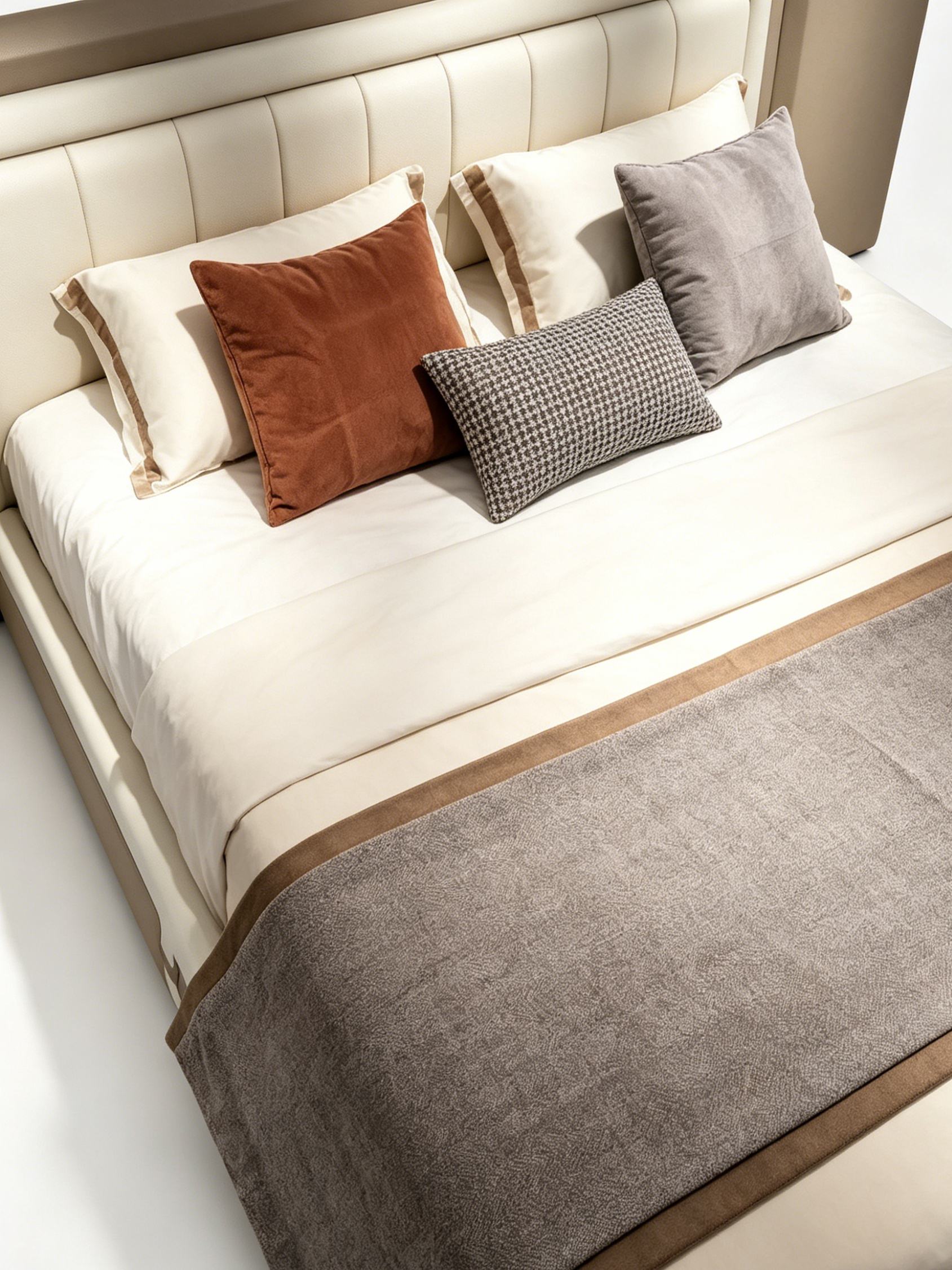 Deco Luxury Genuine Leather & Solid Wood Bed
