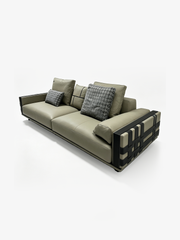 VALENZA Full-Grain Leather 4-Seater Sofa with Woven Saddle Leather Arms