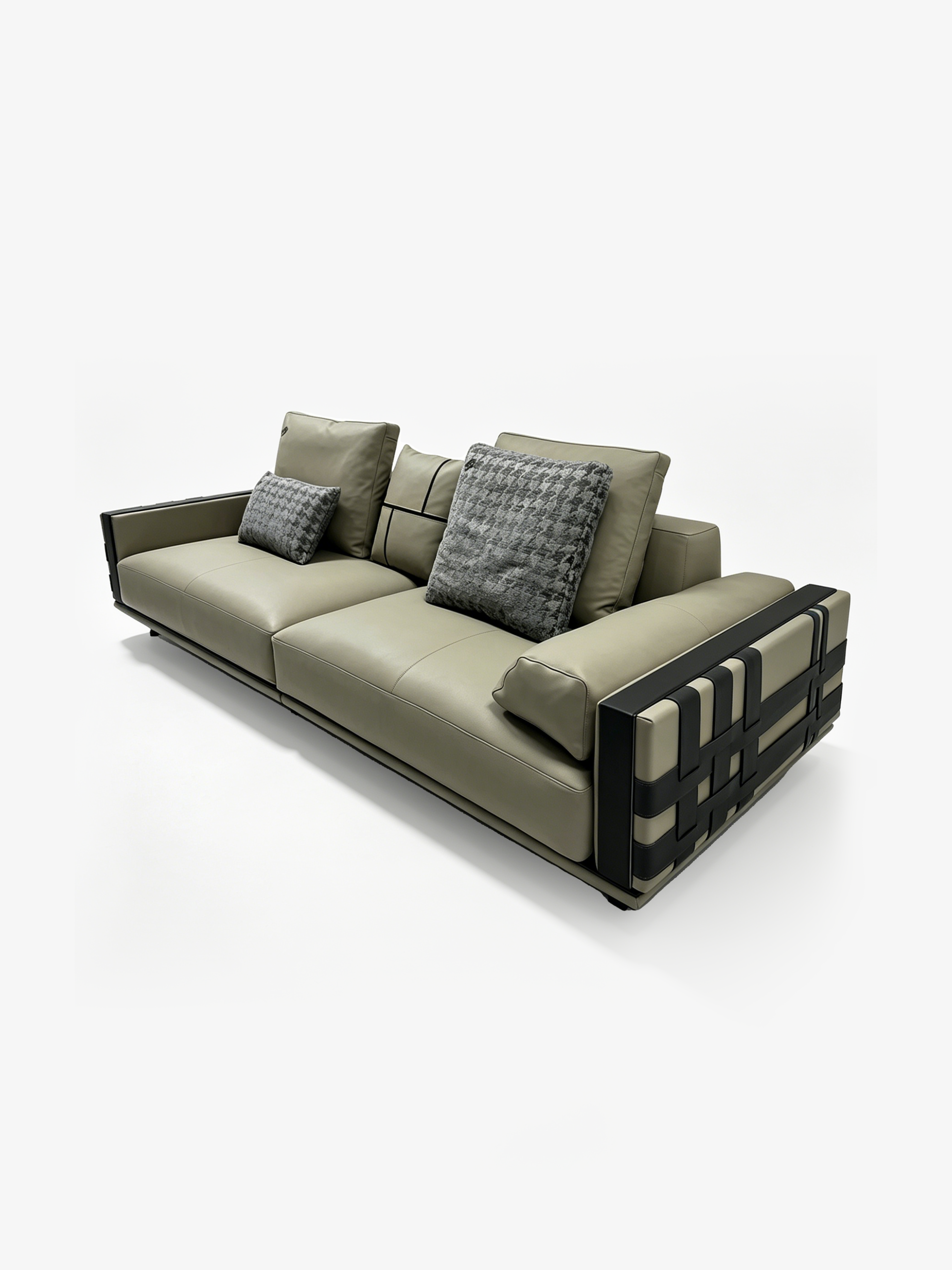 VALENZA Full-Grain Leather 4-Seater Sofa with Woven Saddle Leather Arms