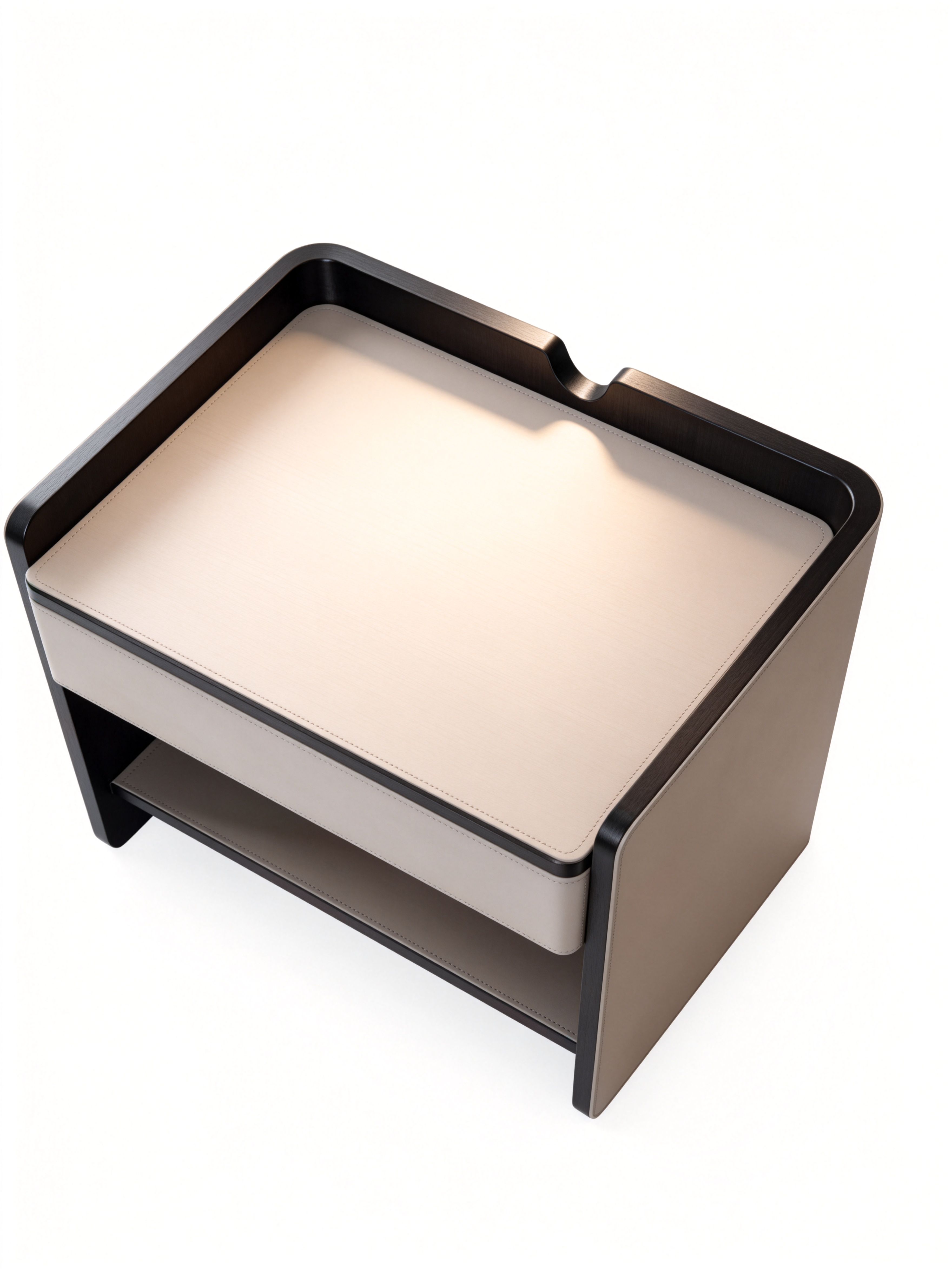 MIST Smoked Wood & Saddle Leather Bedside Table