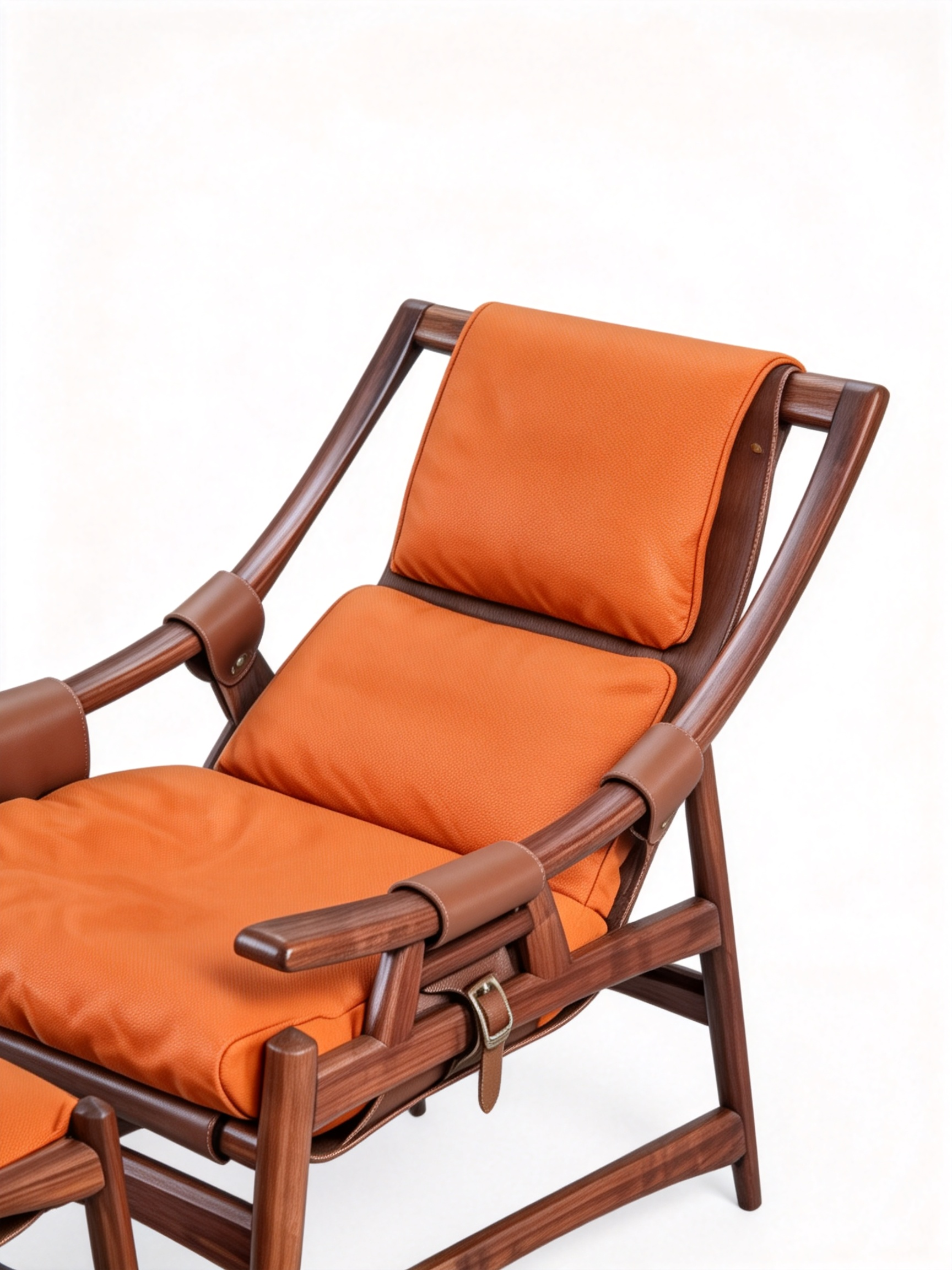 KING Solid Black Walnut & Leather Lounge Chair with Ottoman
