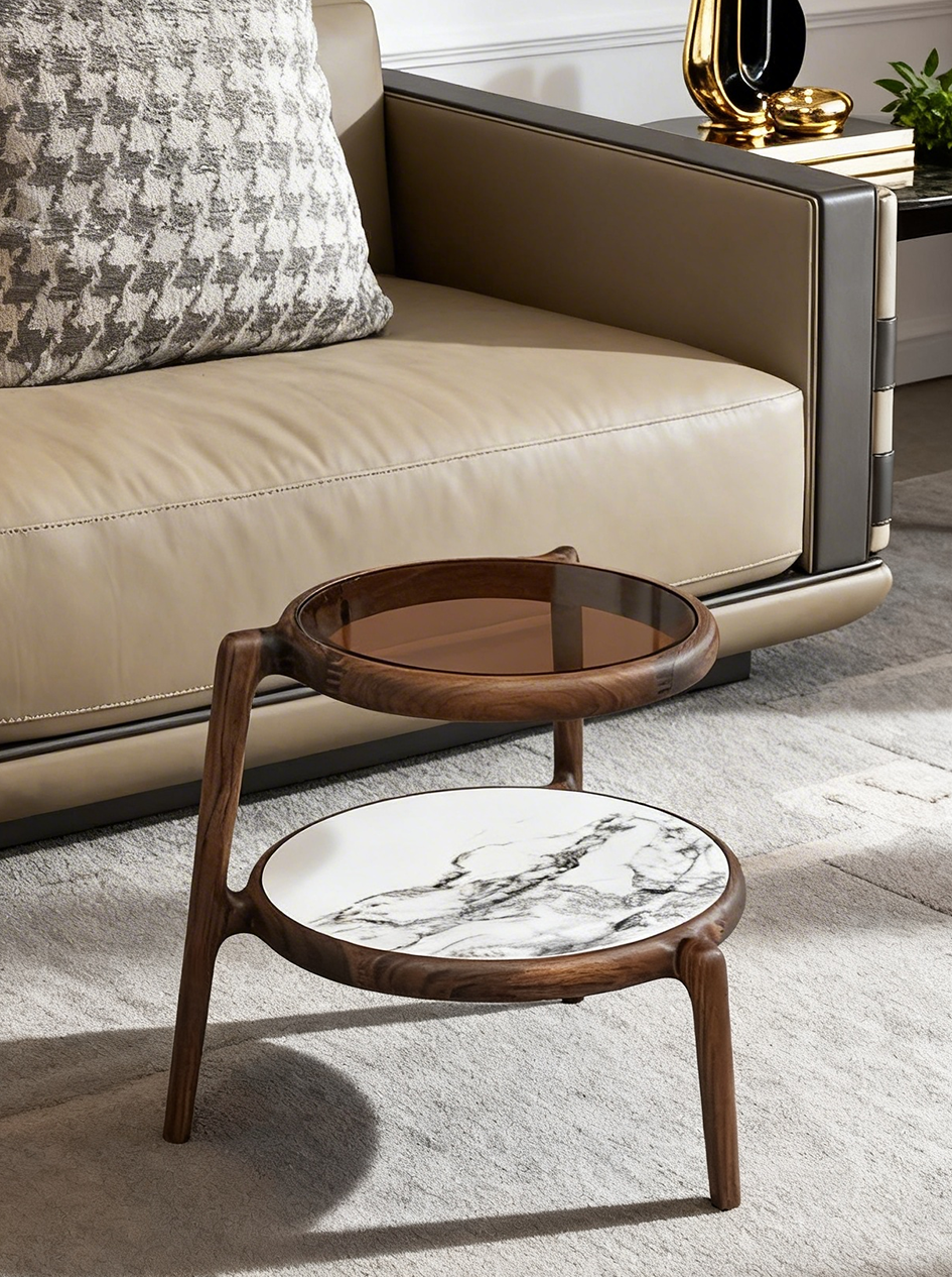 FORMA Solid Black Walnut 2-Tier Side Table