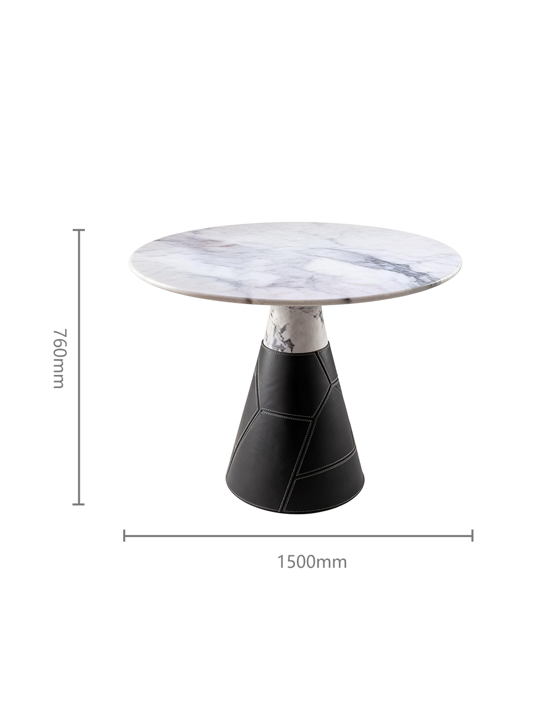 Selene Marble & Saddle Leather Round Dining Table