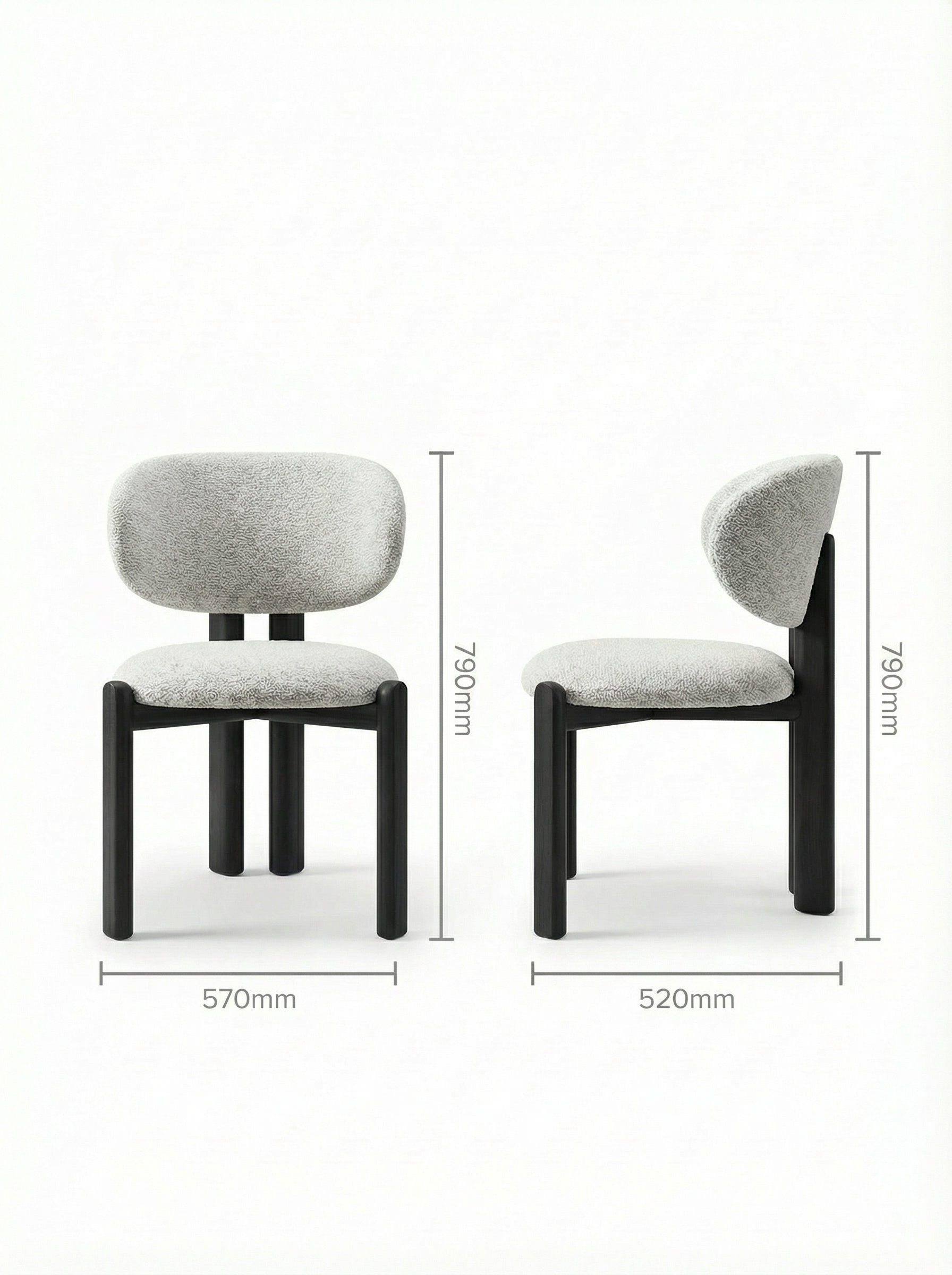 GIMMA Designer Sculptural Ash Wood Upholstered Dining Chair