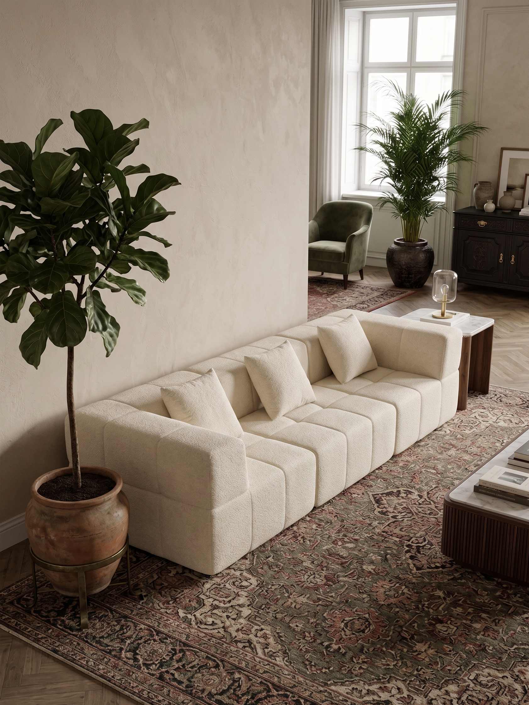 SOFT 4-Seater Self-Expanding Velvet Sofa
