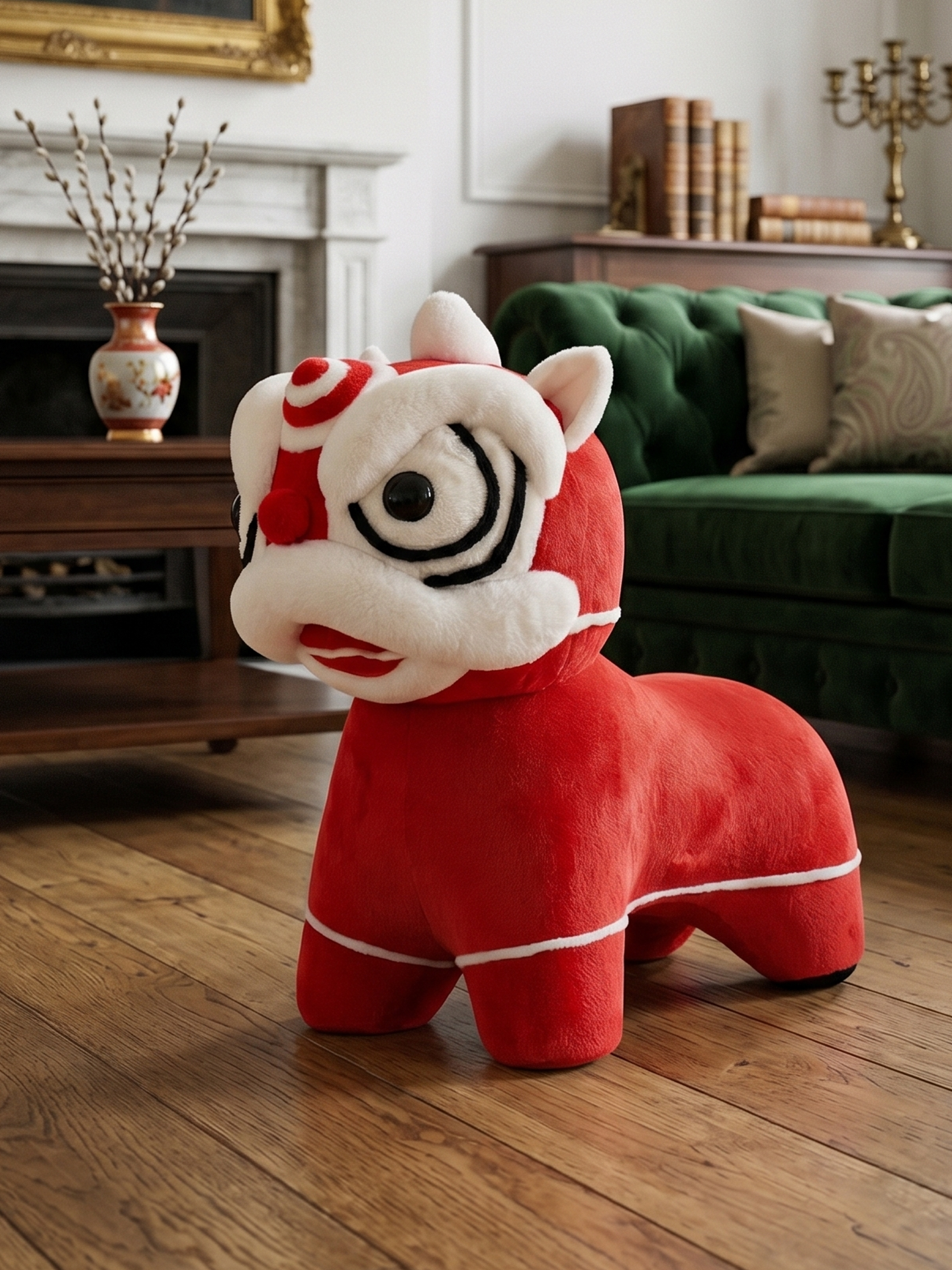 LUCKY LION Plush Ride-On Stool