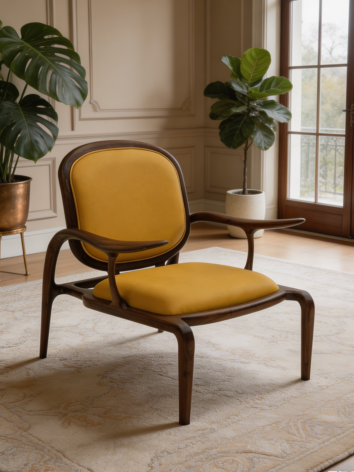 HARLOW Black Walnut & Leather Lounge Chair