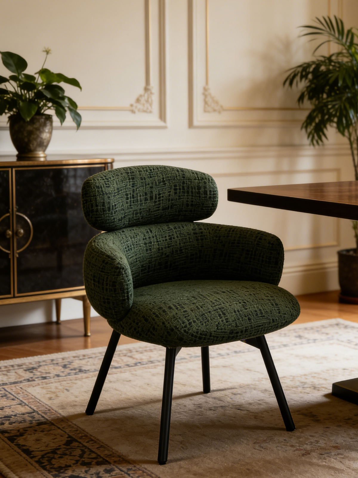 HALO 180° Swivel Dining Chair with Textured Fabric Upholstery