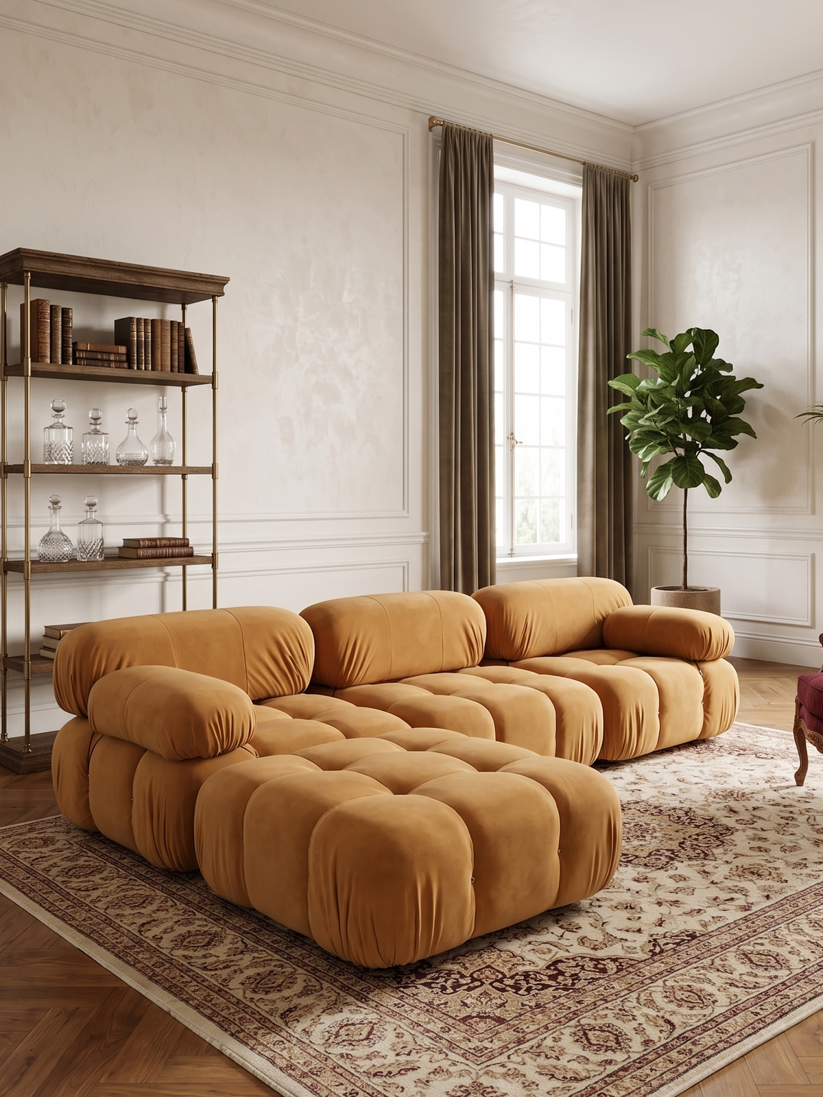 BISCUIT Self-Expanding Velvet Ottoman
