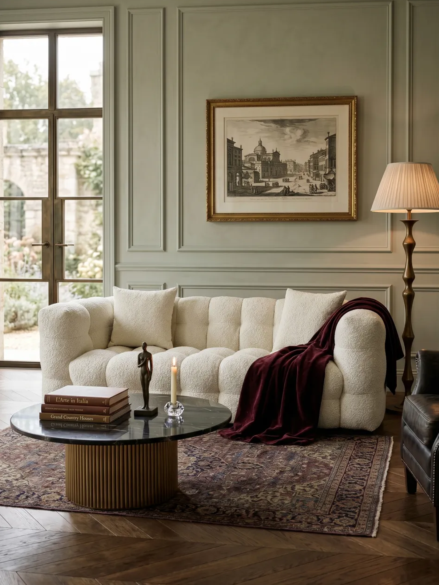 CALDO 3-Seater Grid-Tufted Teddy Sofa