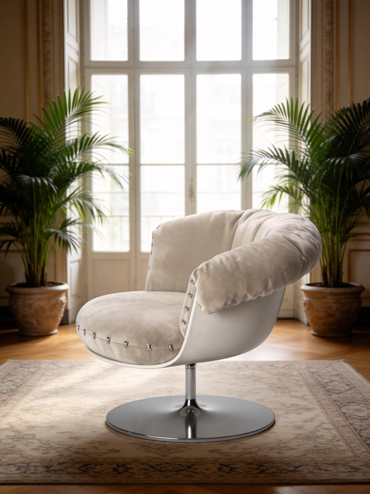 LUNE Upholstered Swivel Accent Chair