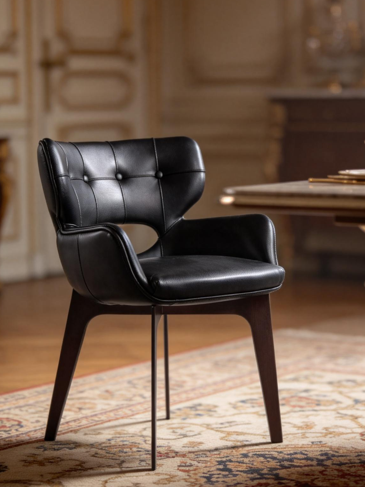 VIREN Cut-Out Leather Dining Chair