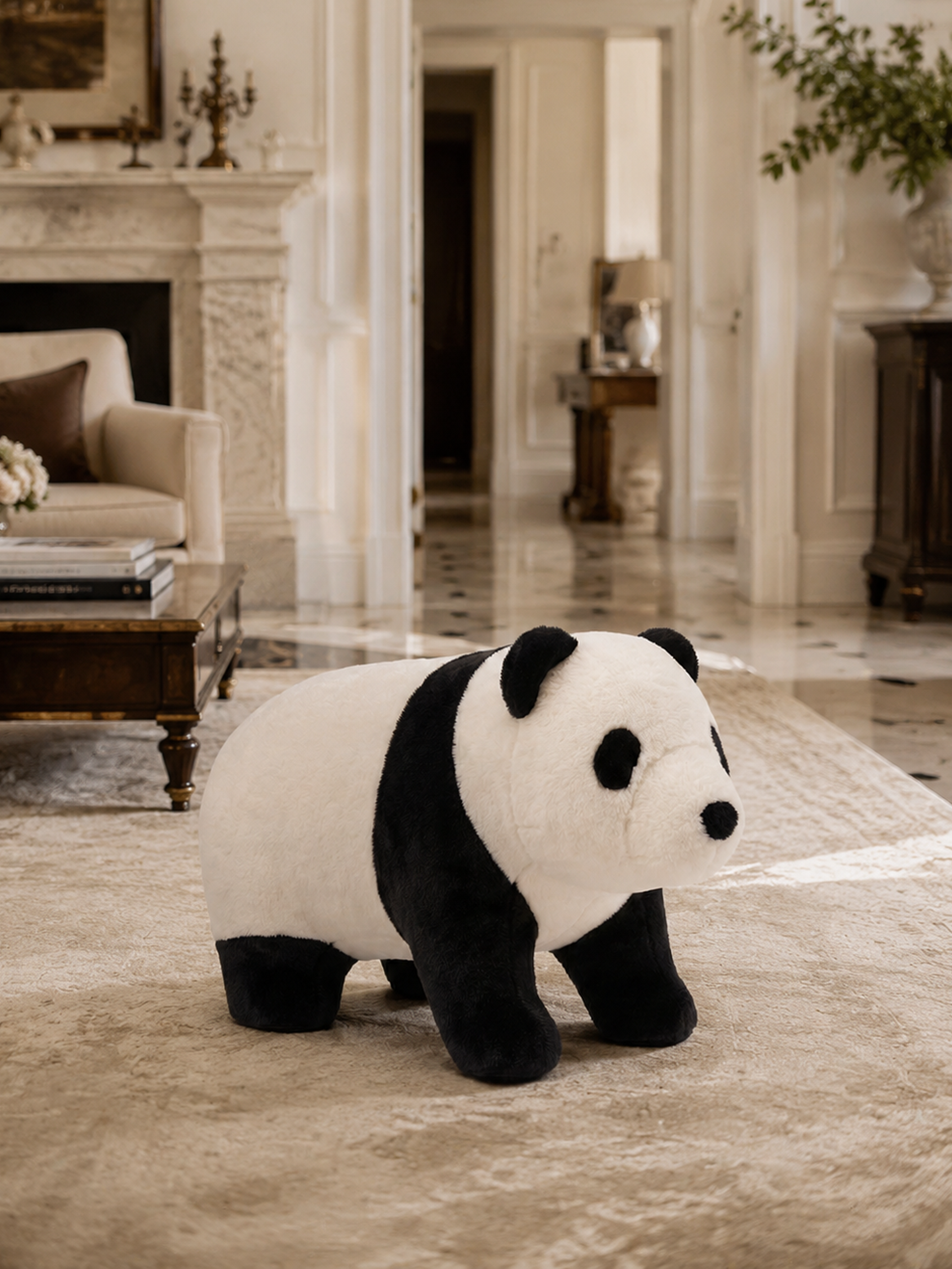 PANDA Plush Ride-On Stool