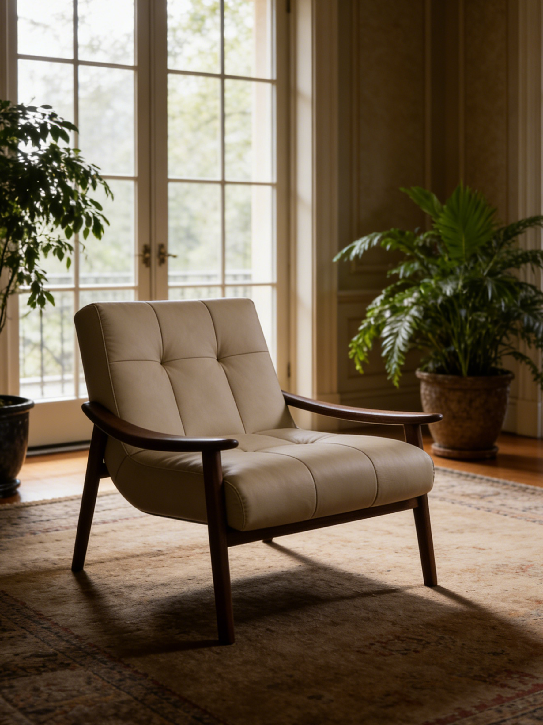 MERLO Black Walnut Leather Accent Chair