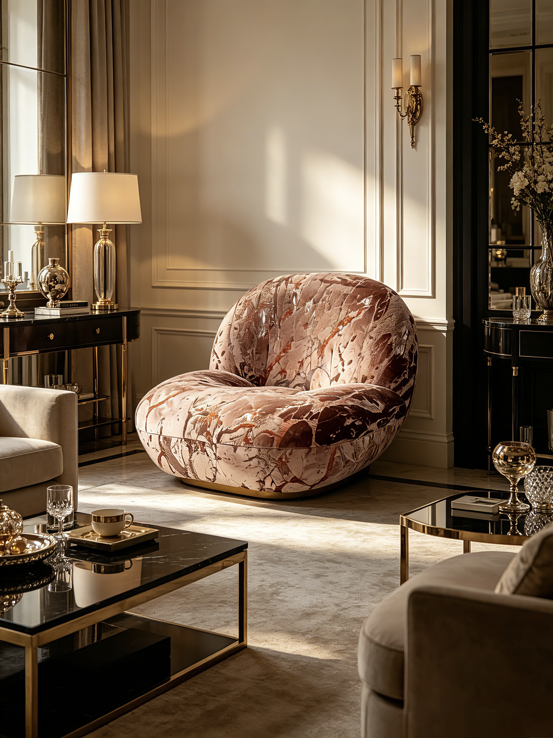 BOLLA Marble Velvet Lounge Chair