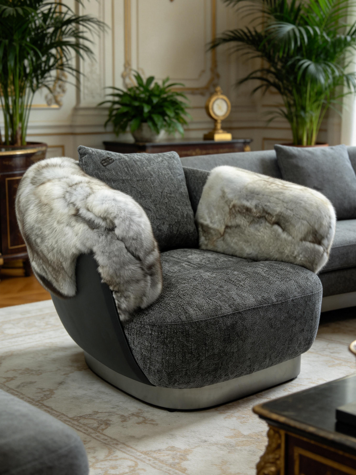 FENNA Fur & Fabric Lounge Chair