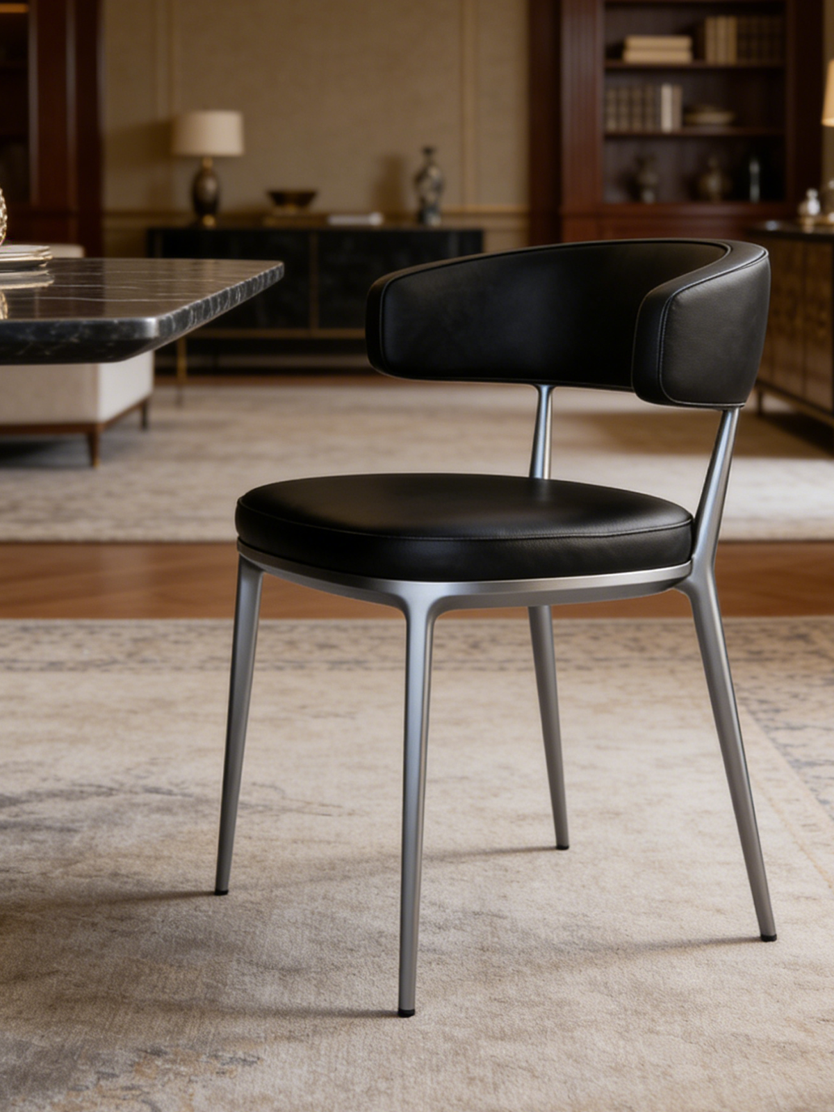 CIRCA Black Leather Dining Chair