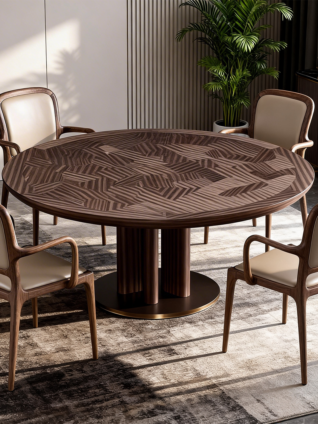 MARLO Round Wood Veneer Dining Table