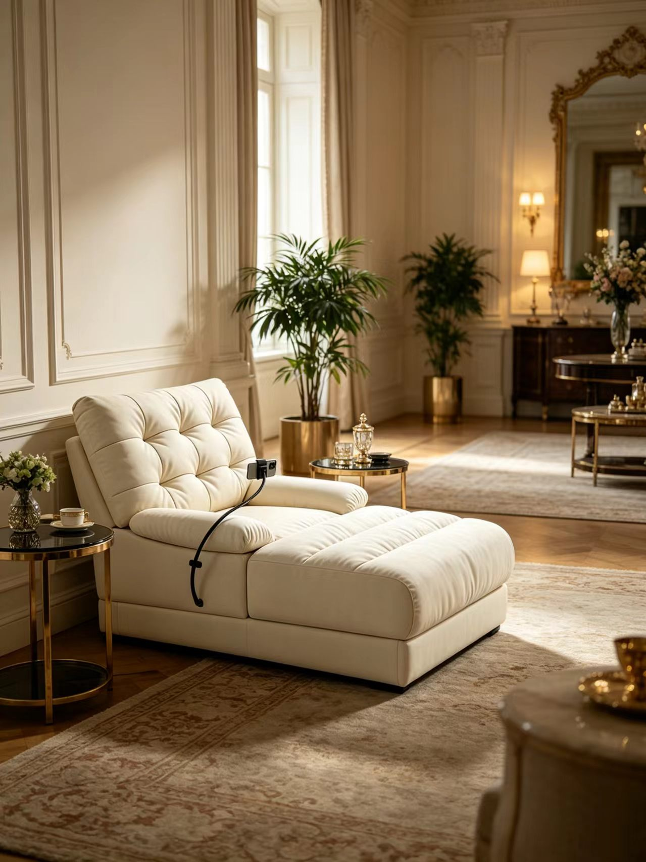 Plume Cloud-Quilted Reclining Chaise Longue