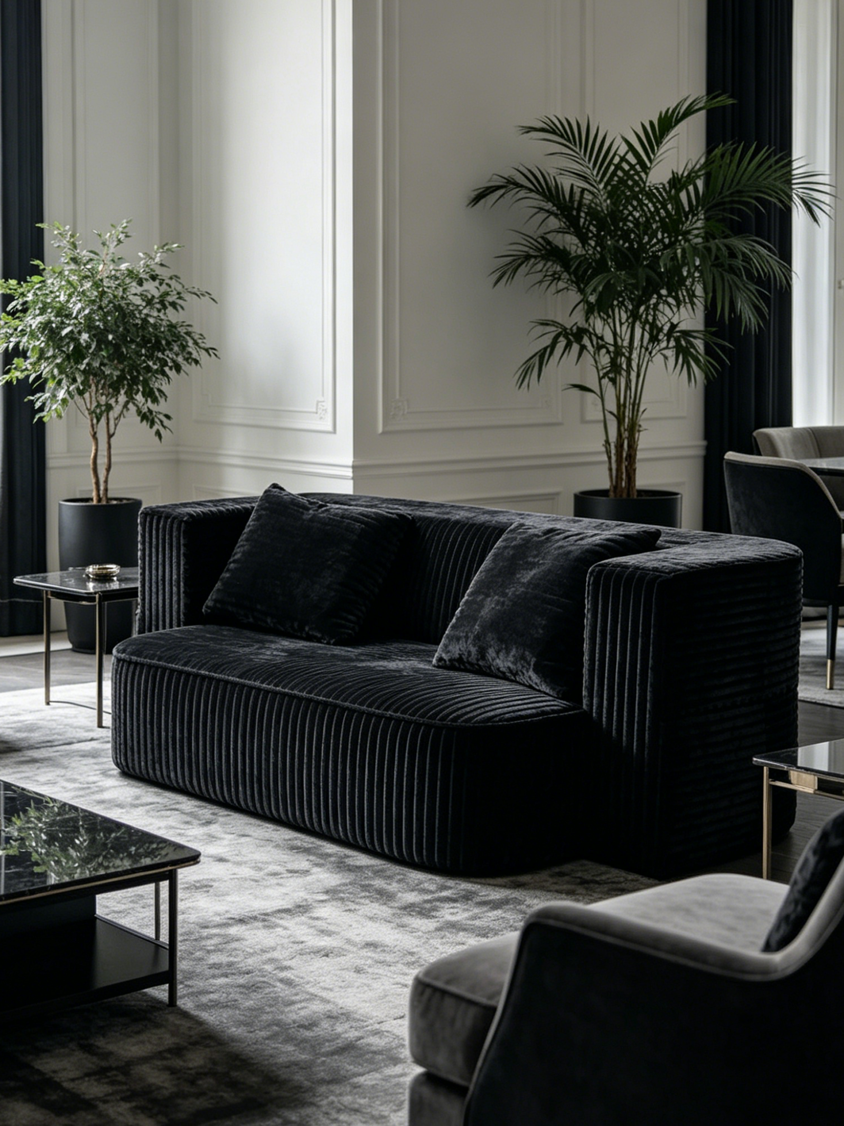 Cord Italian Contemporary Velvet 3-Seater Sofa