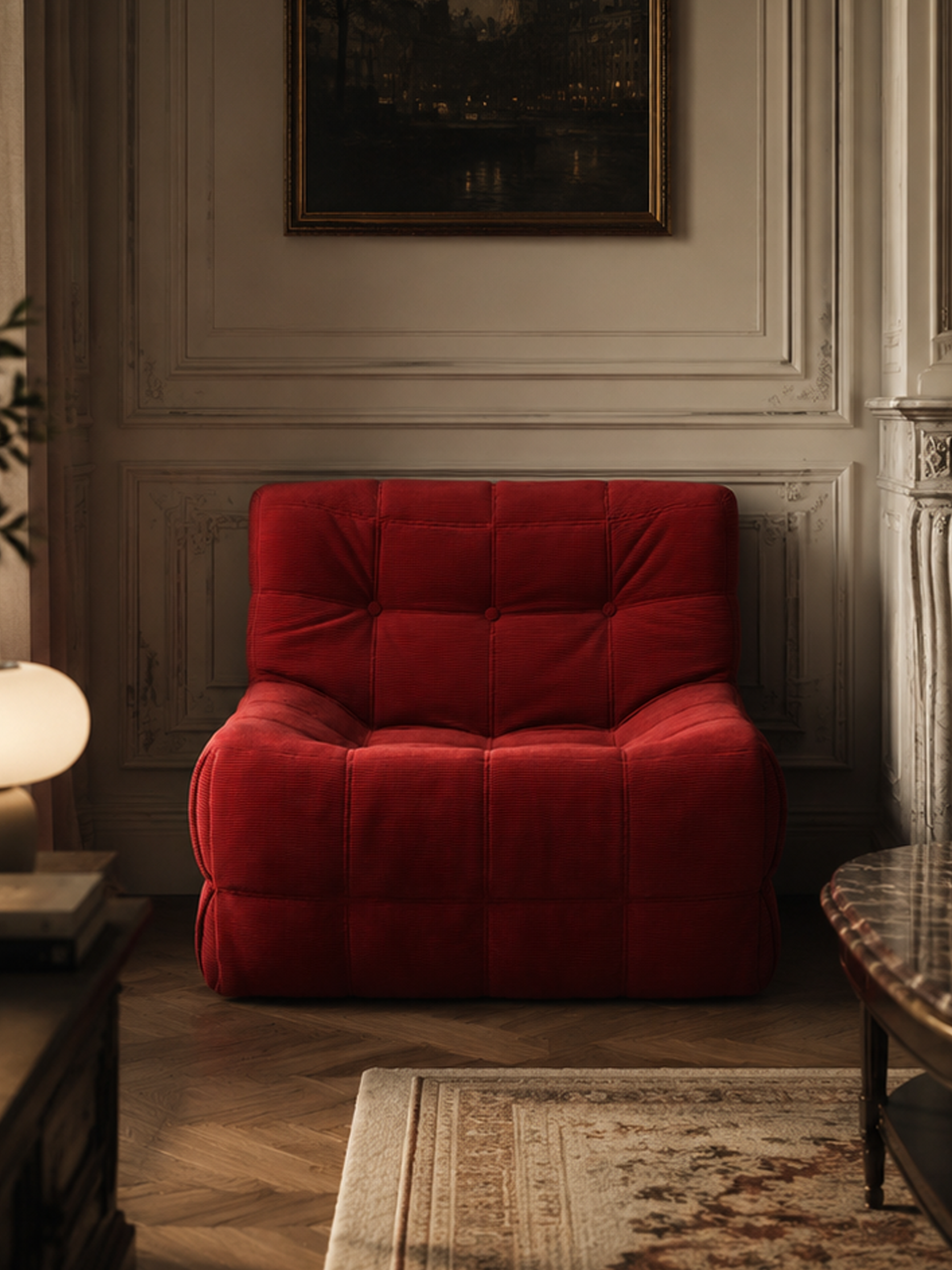 POMO Red Quilted Lounge Chair